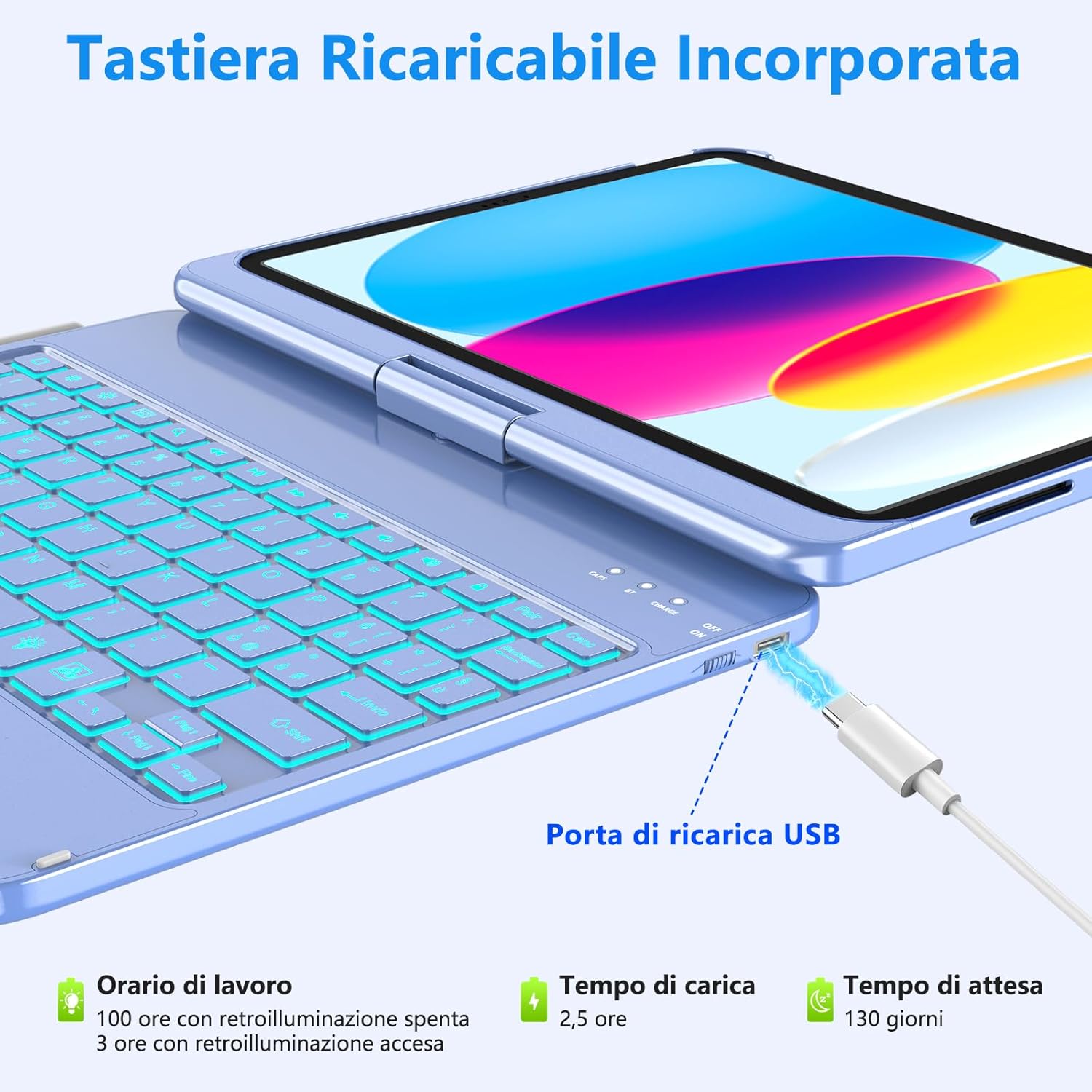 KBCASE Custodia con Tastiera per iPad 9Generazione 10.5” - immagine 6