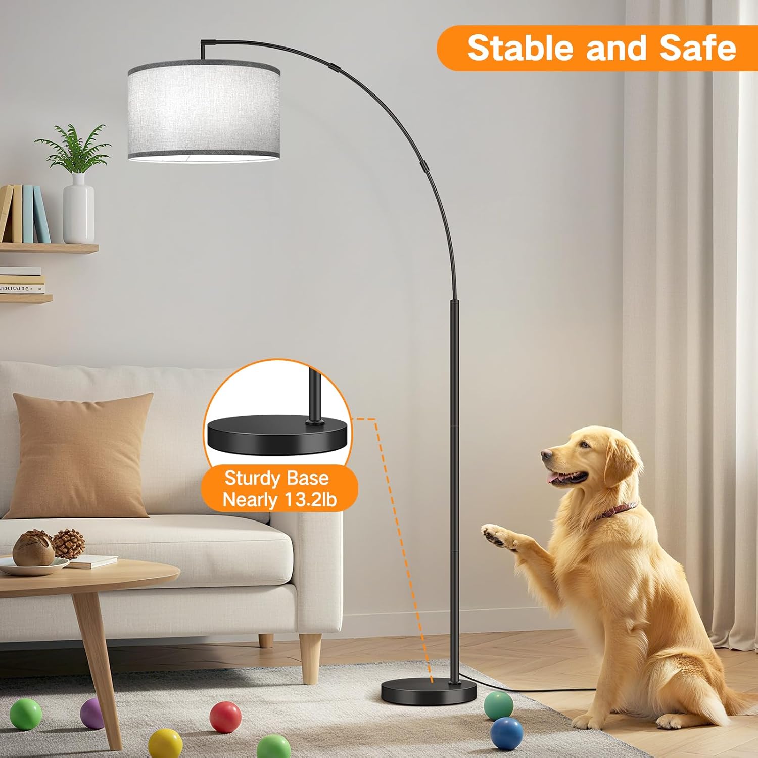 OUTON Lampada da Terra ad Arco Moderna 205cm - immagine 6