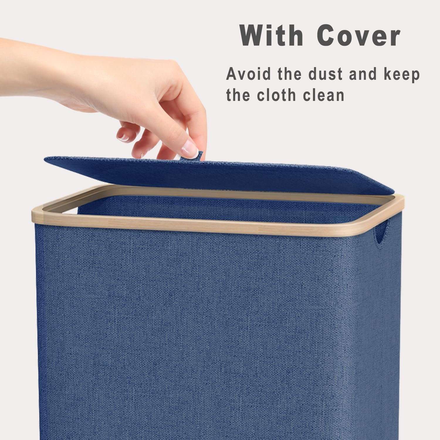 Cesto Portabiancheria Grande XXL 100L con Coperchio - immagine 5