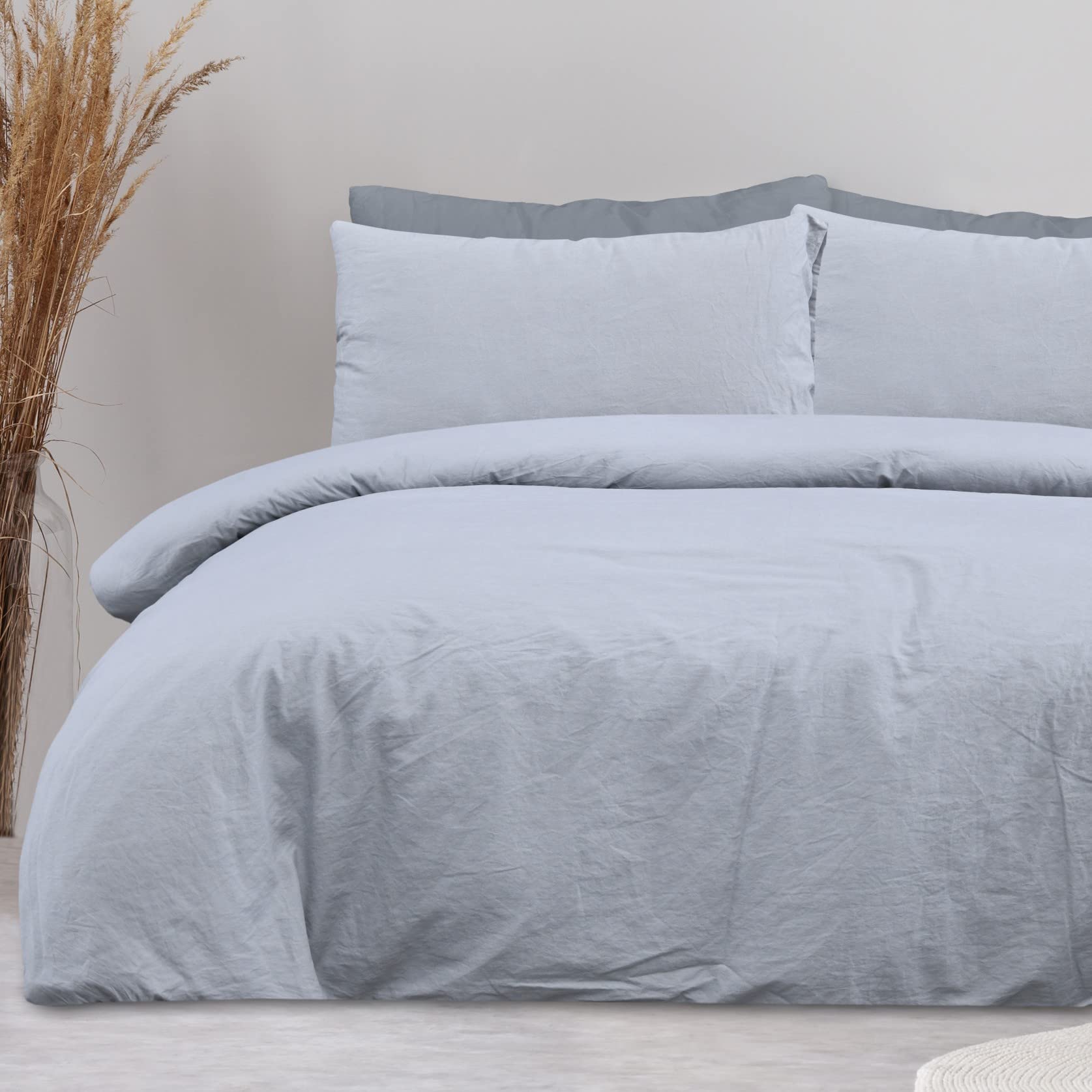 Sleepdown Set Biancheria Letto King Size 100% Cotone, Grigio