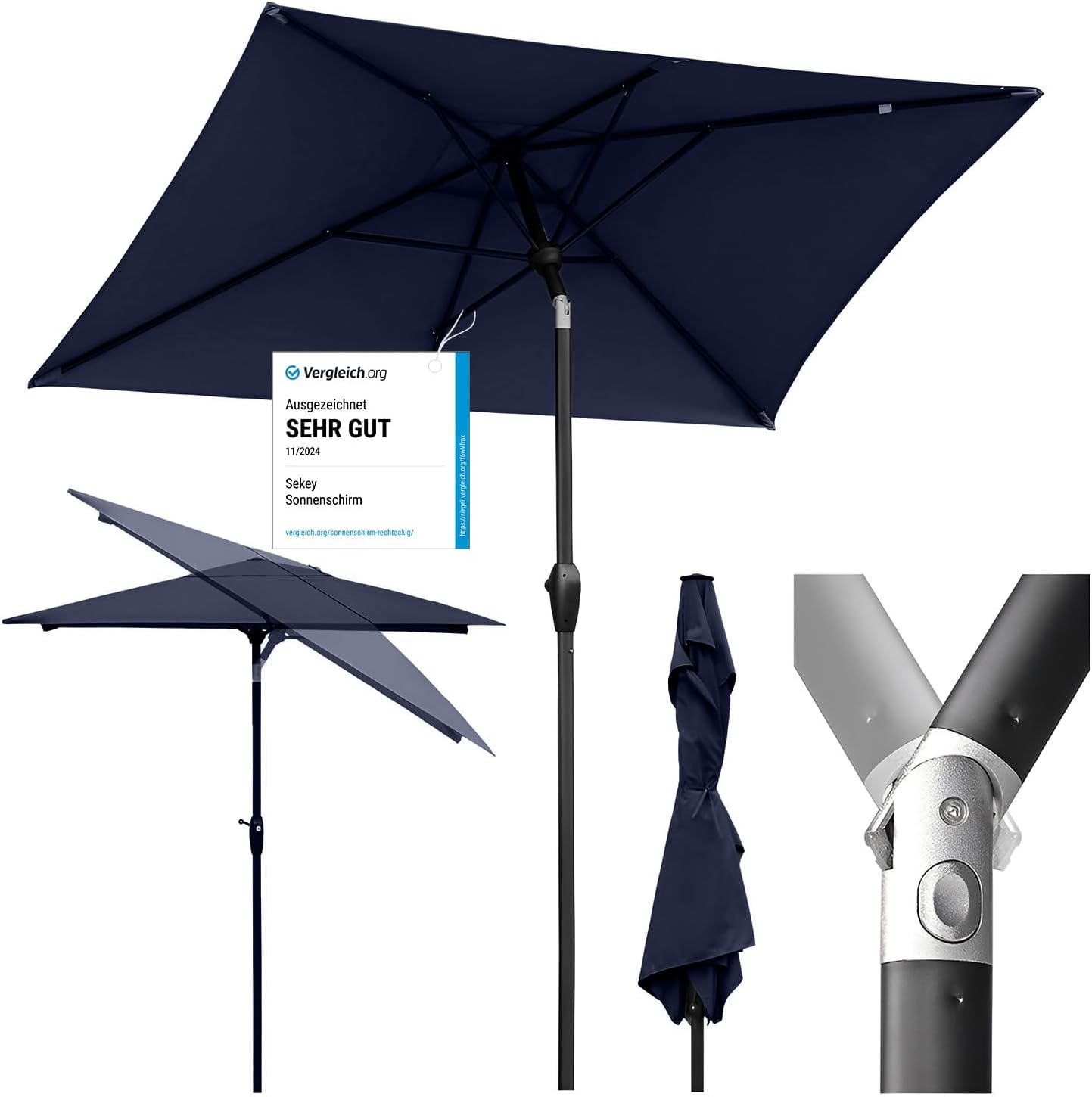 Sekey Ombrellone Rettangolare 210x140cm in Alluminio