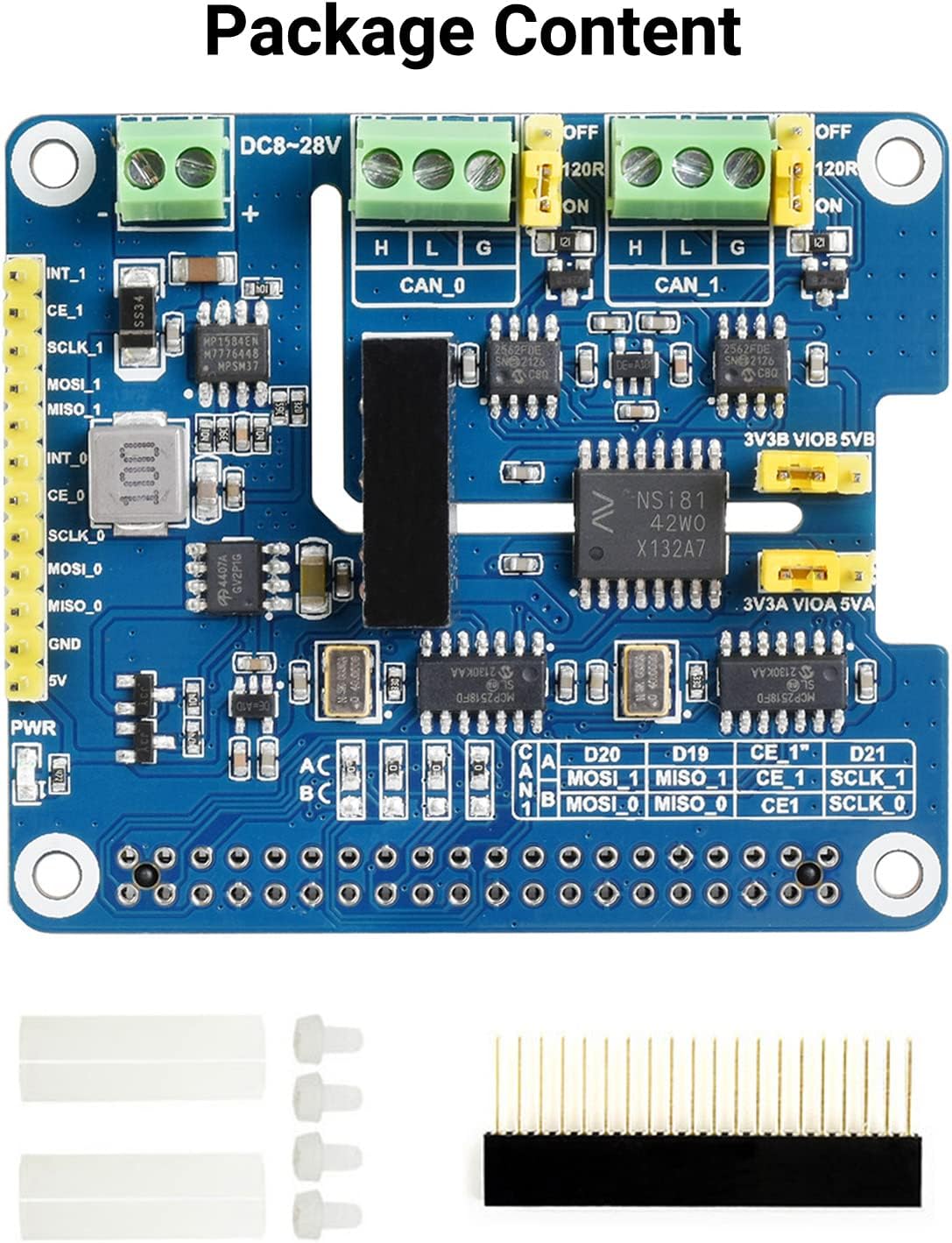 Waveshare 2 Channel CAN FD Expansion HAT per Raspberry Pi - immagine 2