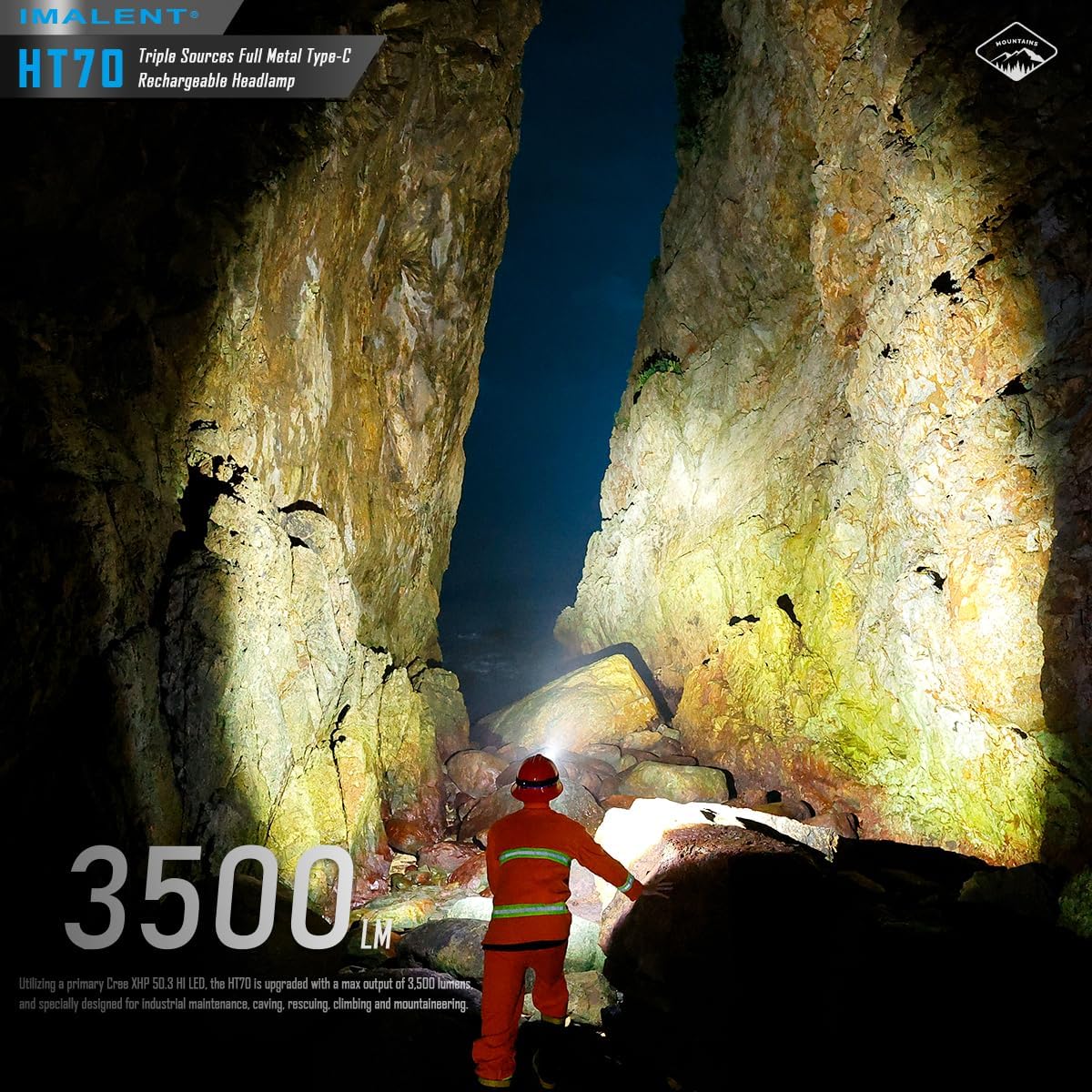 IMALENT HT70 Lampada Frontale LED 3500 Lumen USB-C - immagine 2