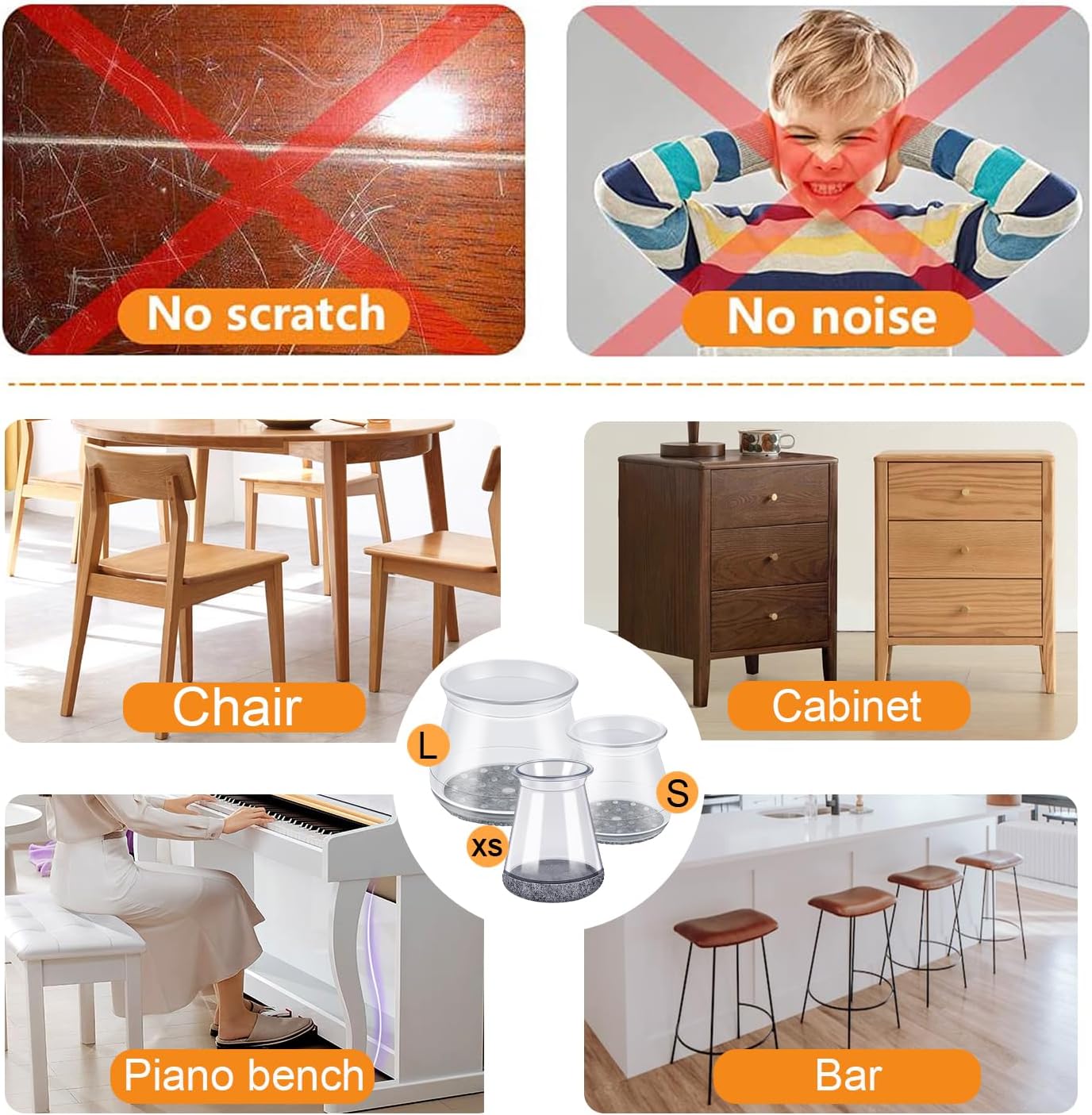 Gicunk 32 Pezzi Gommini per Sedie Rotondi in Silicone - immagine 6