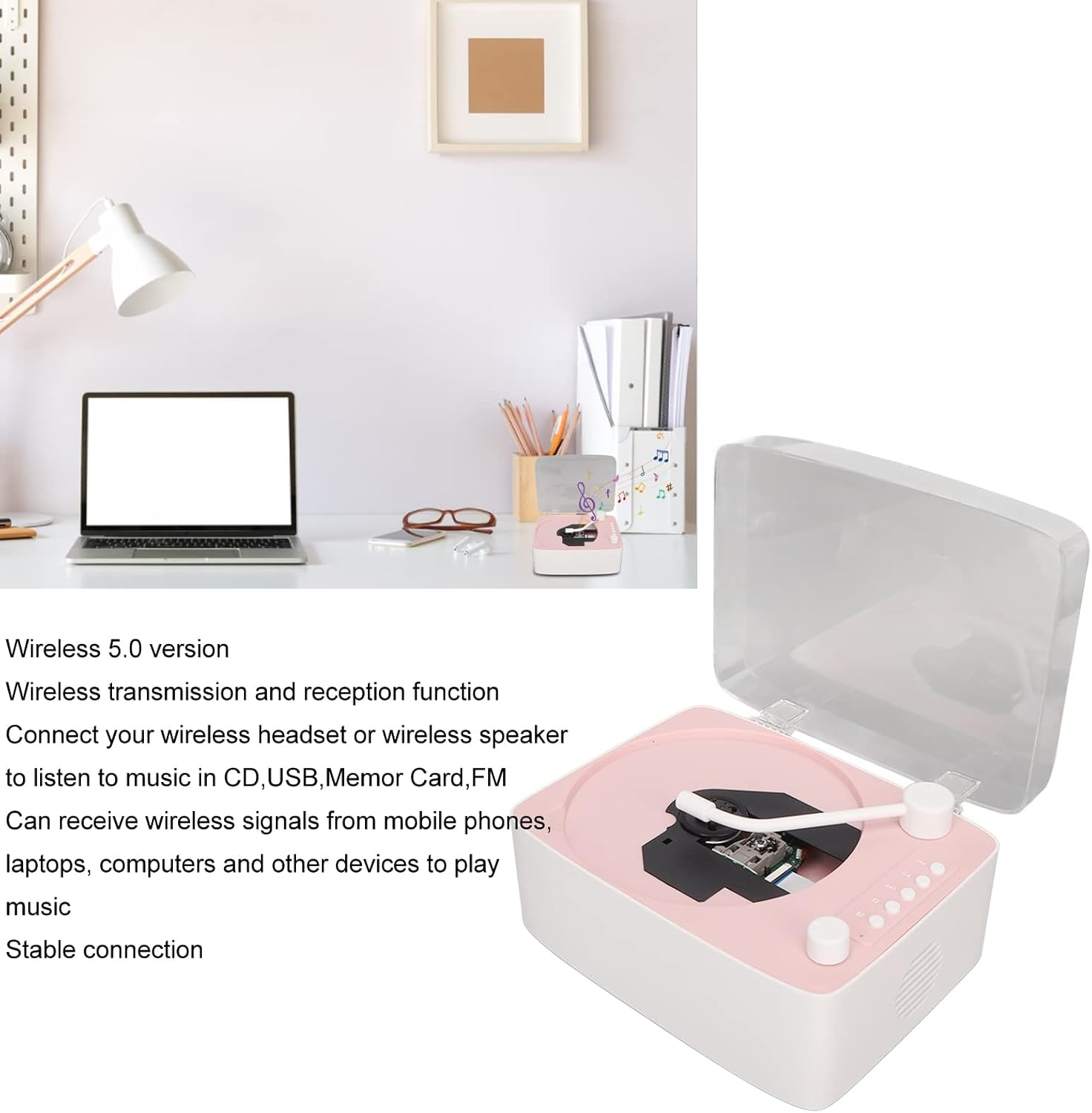 Lettore CD Portatile Ricaricabile con Altoparlante HiFi - immagine 2