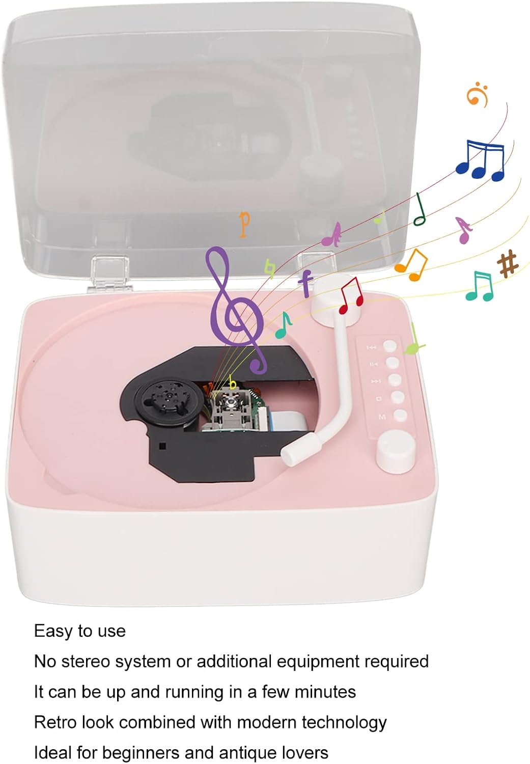 Lettore CD Portatile Ricaricabile con Altoparlante HiFi - immagine 7