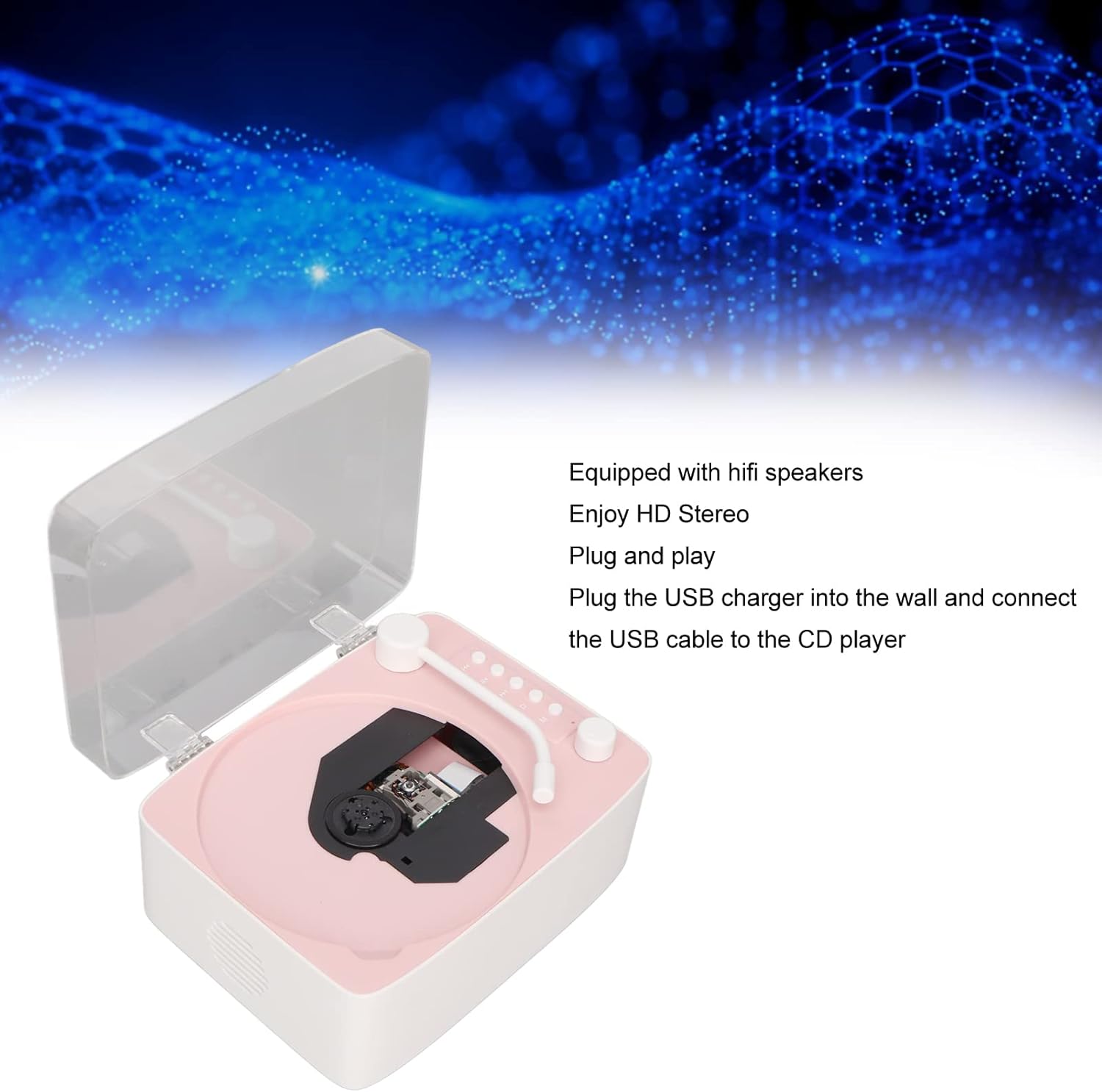 Lettore CD Portatile Ricaricabile con Altoparlante HiFi - immagine 8