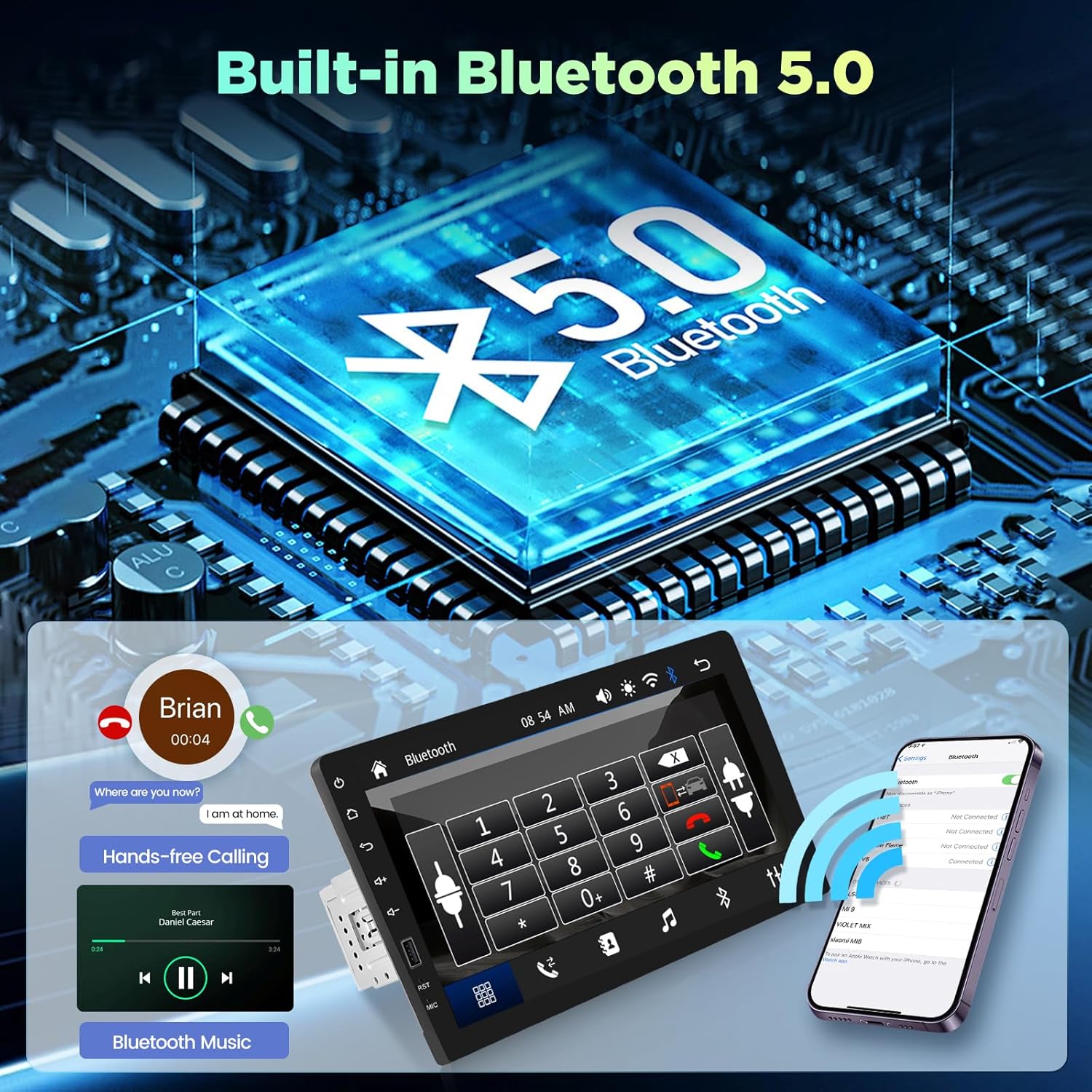 Nhopeew Radio 1 Din Touchscreen 9 Pollici - immagine 4