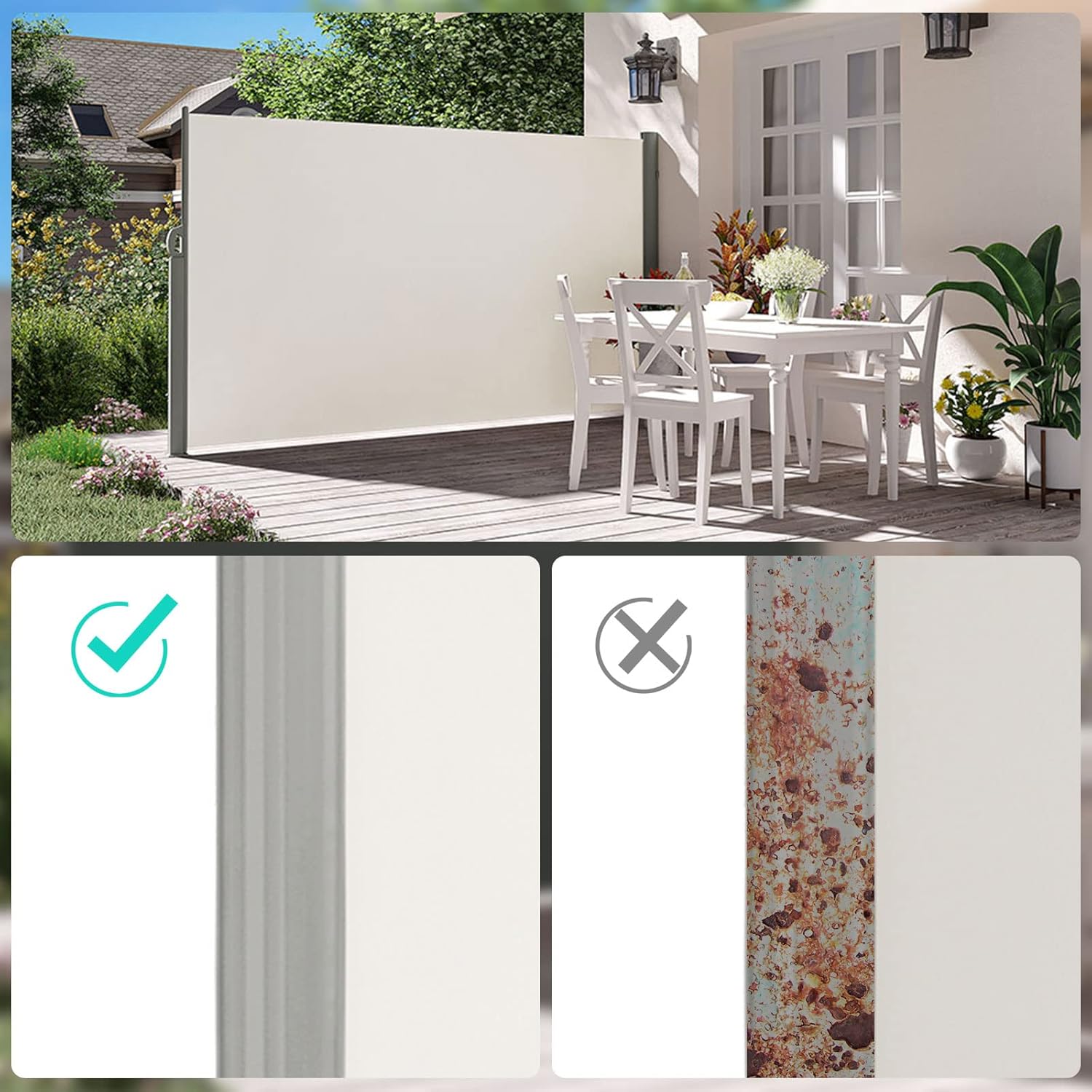 Larmnee Tenda Laterale Avvolgibile 160x350 cm, Beige - immagine 4