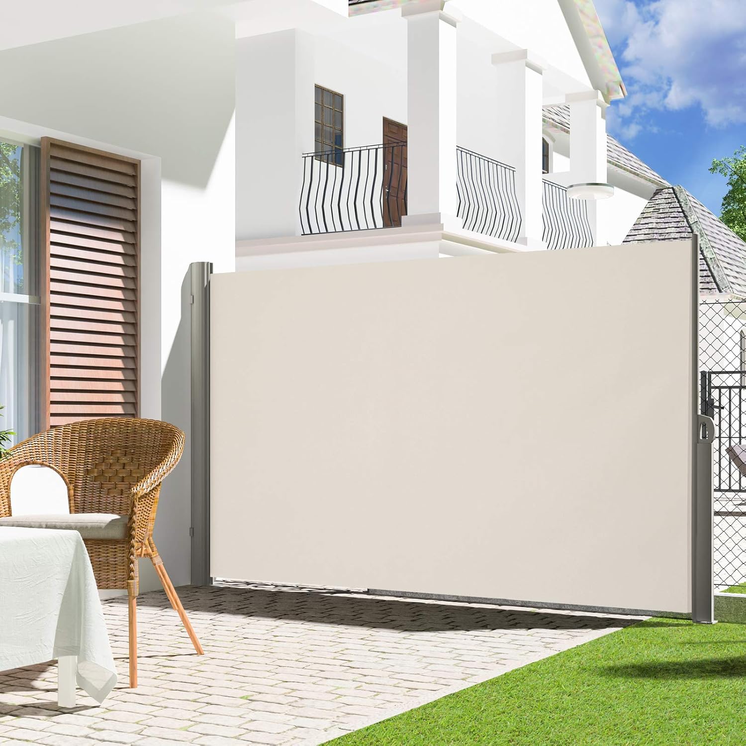 Larmnee Tenda Laterale Avvolgibile 160x350 cm, Beige - immagine 8
