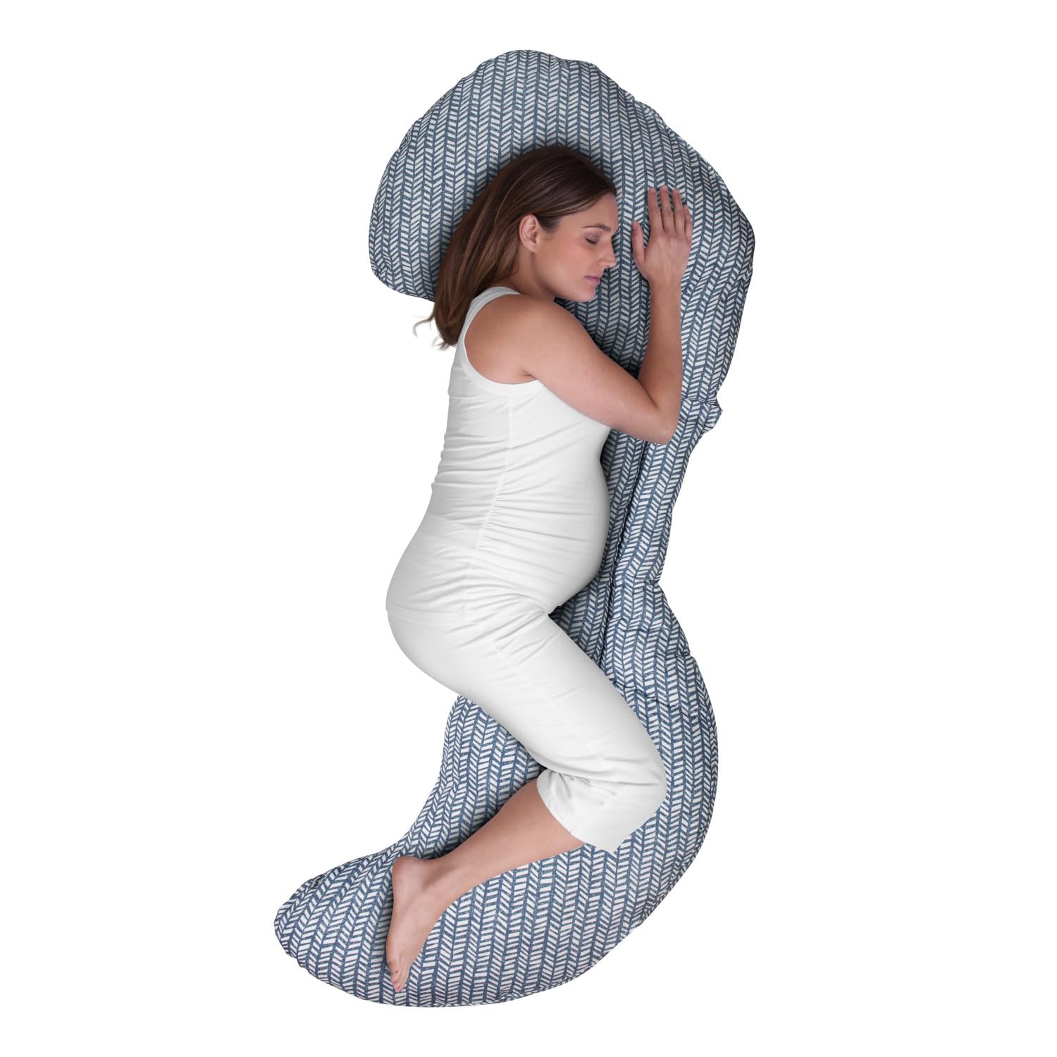 Boppy Cuscino Gravidanza Supporto Total Body Modulabile Blu, Cuscino Confortevole, Garantisce Supporto Per il Corpo, Favorisce Posizione Laterale, 3 Parti per Ogni Esigenza, Lavabile in Lavatrice