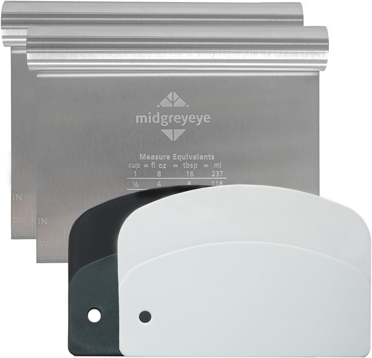 4 Pezzi Taglia Impasto con Scala Graduata Inox - immagine 1