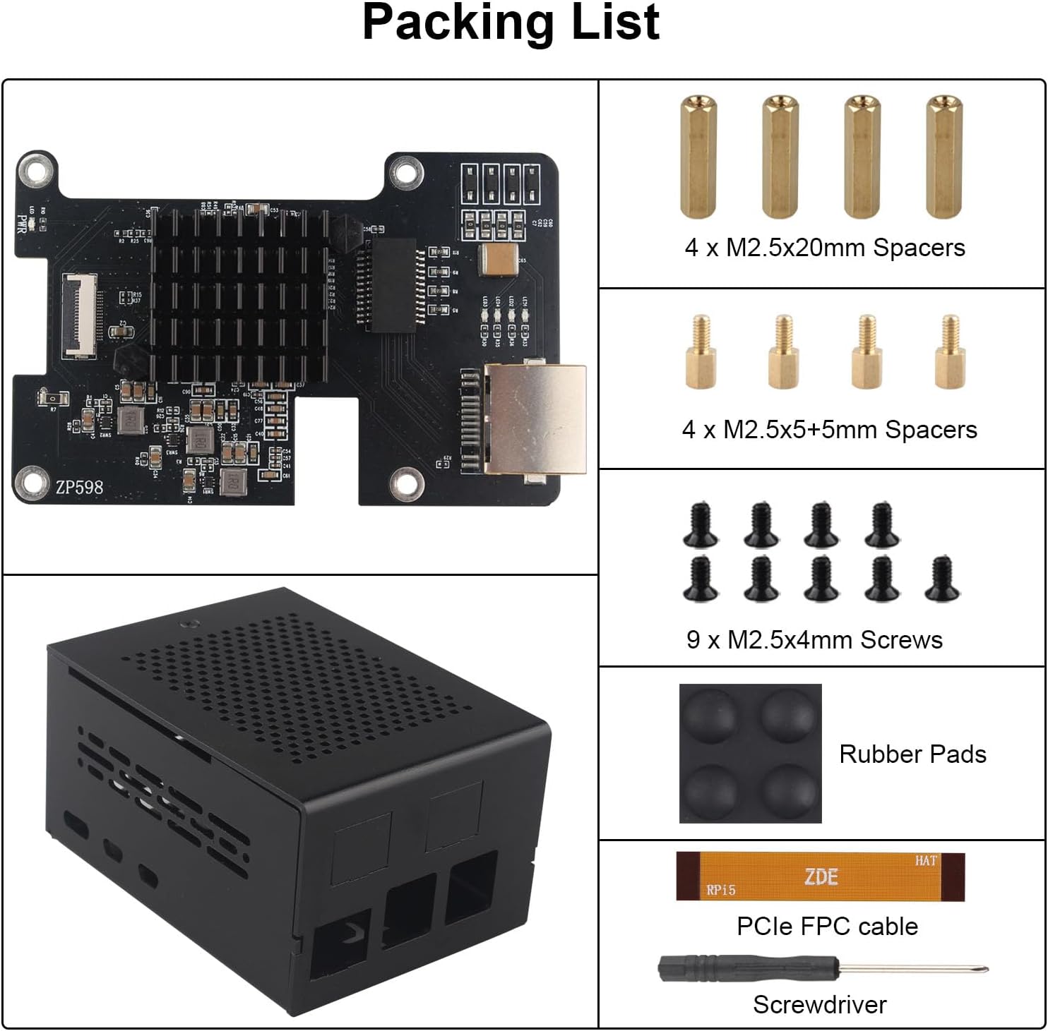 ZDE ZP598 PCIe to 5GbE Ethernet Network Port HAT Expansion Board 5G 5Gb ...