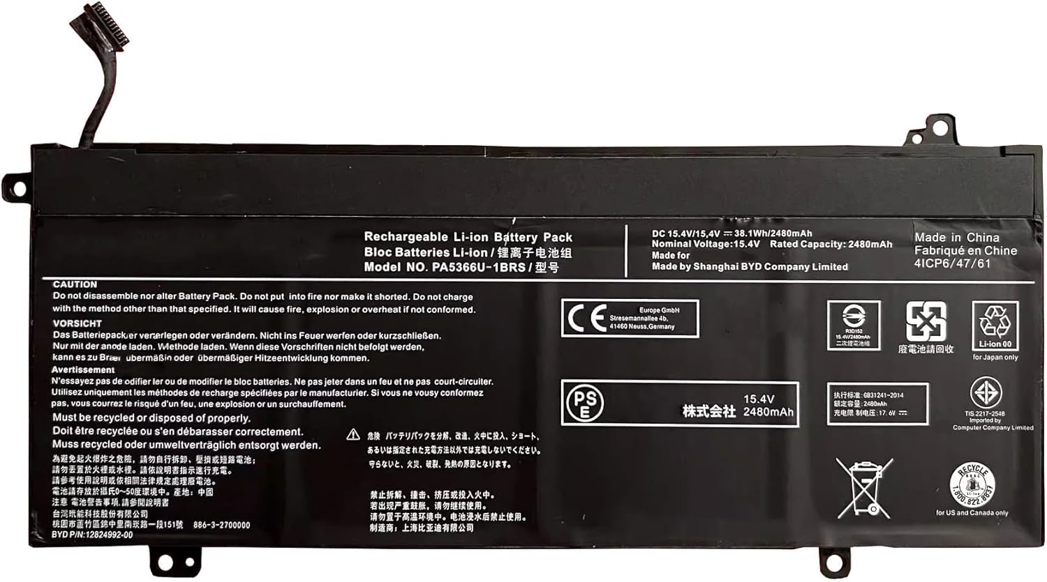 PA5366U-1BRS Batteria di Ricambio per Toshiba Dynabook