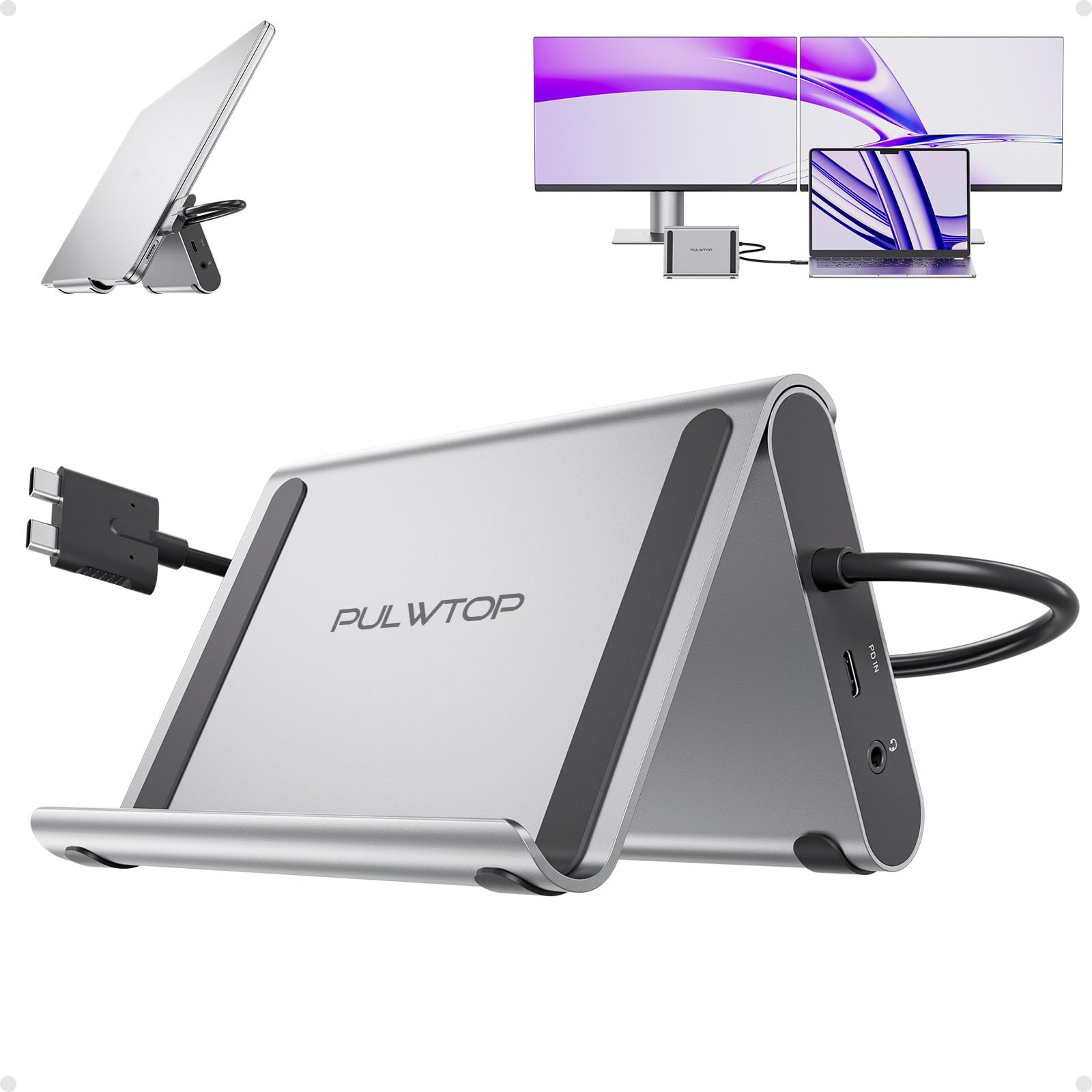 Pulwtop MacBook Docking Station Dual Monitor 4K@60 Hz