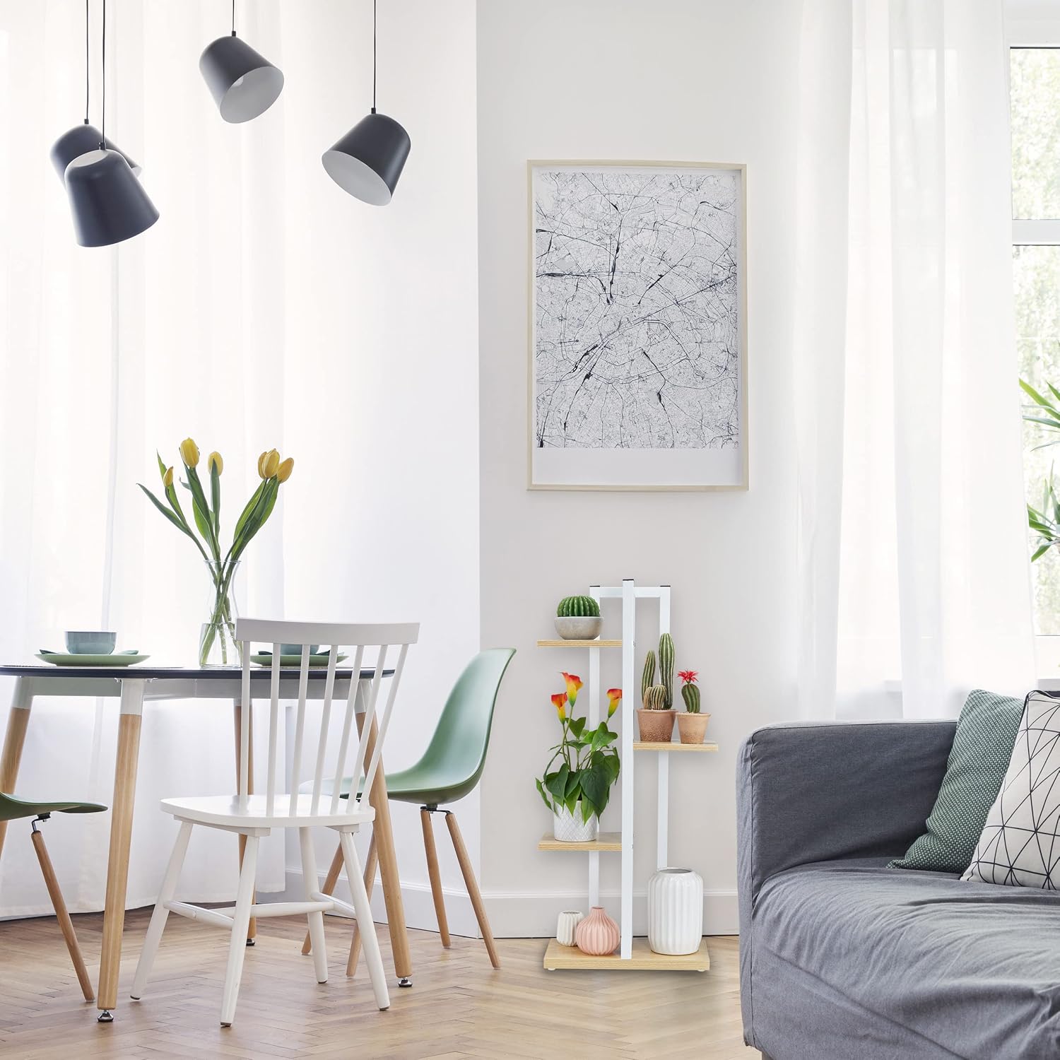 Relaxdays Scaffale Portavasi 4 Ripiani, Marrone Chiaro - immagine 2