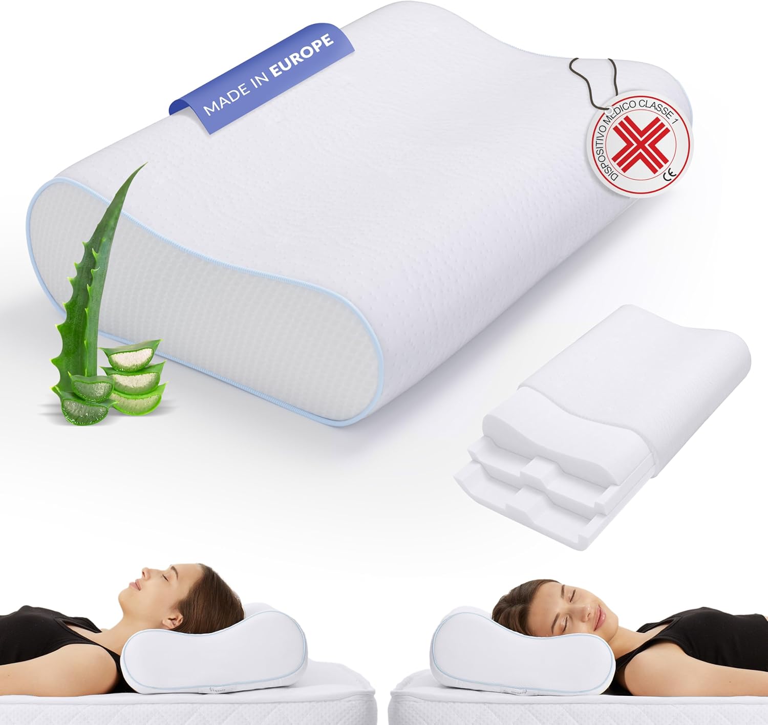 Cuscino Cervicale Memory Foam Ortopedico con Aloe Vera - immagine 1