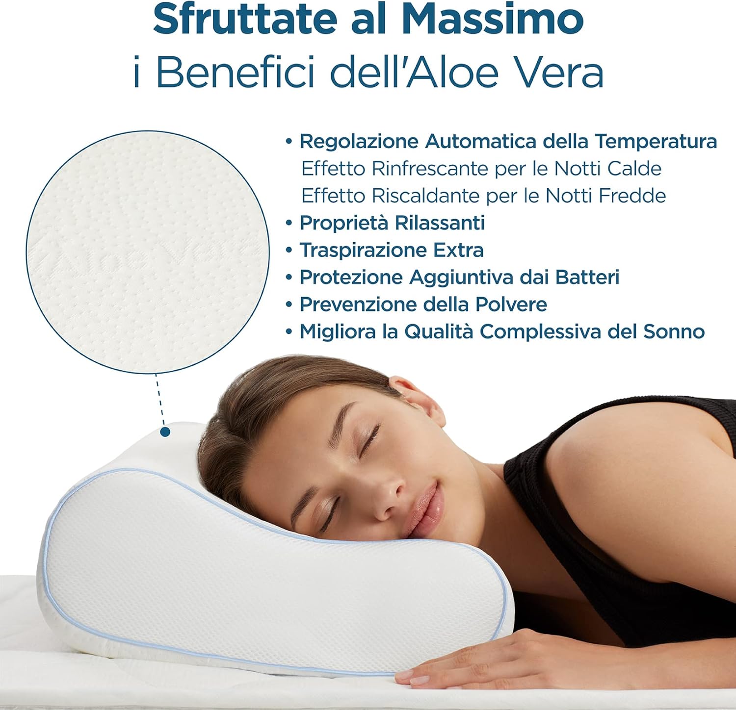 Cuscino Cervicale Memory Foam Ortopedico con Aloe Vera - immagine 2