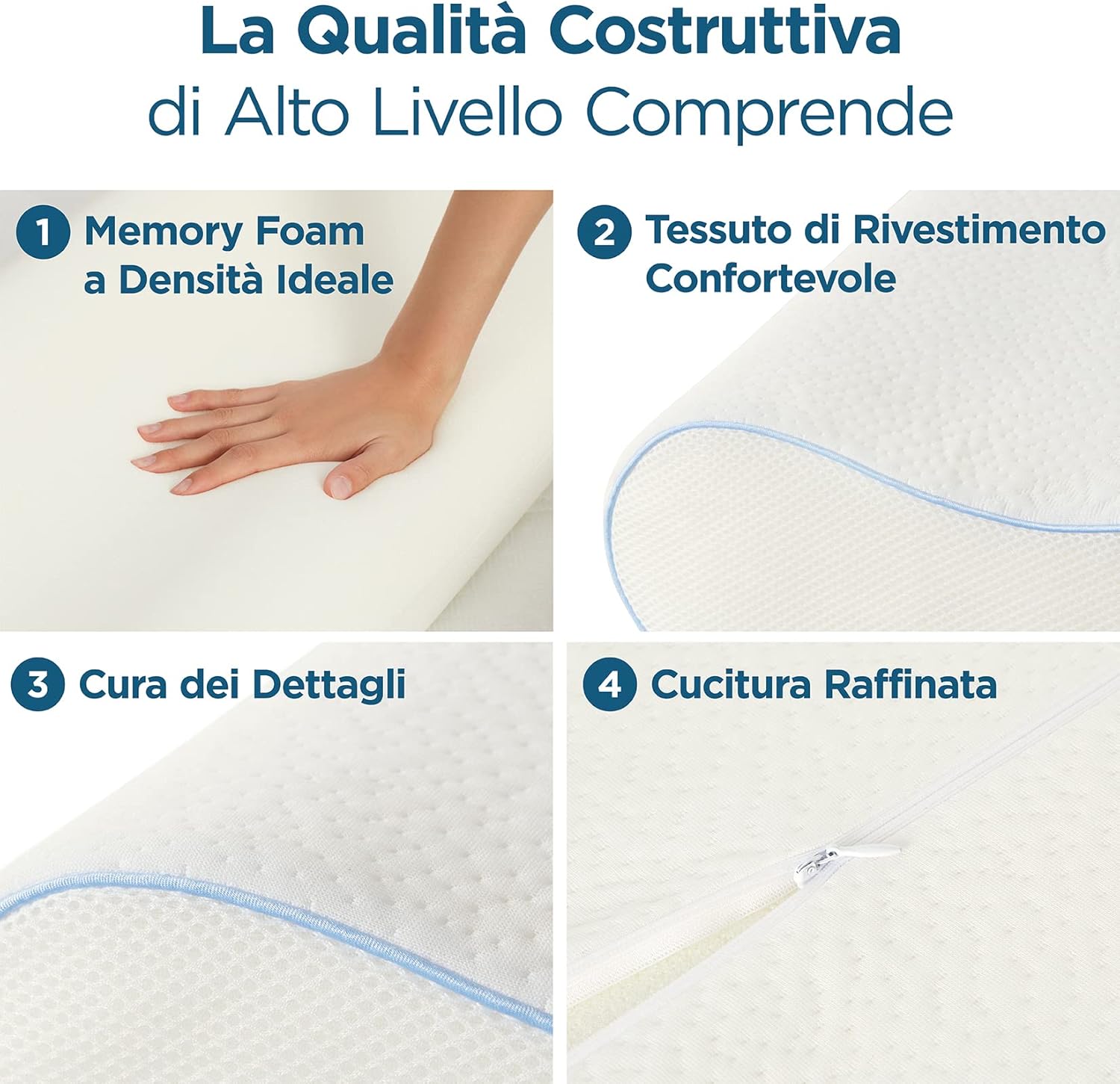 Cuscino Cervicale Memory Foam Ortopedico con Aloe Vera - immagine 4