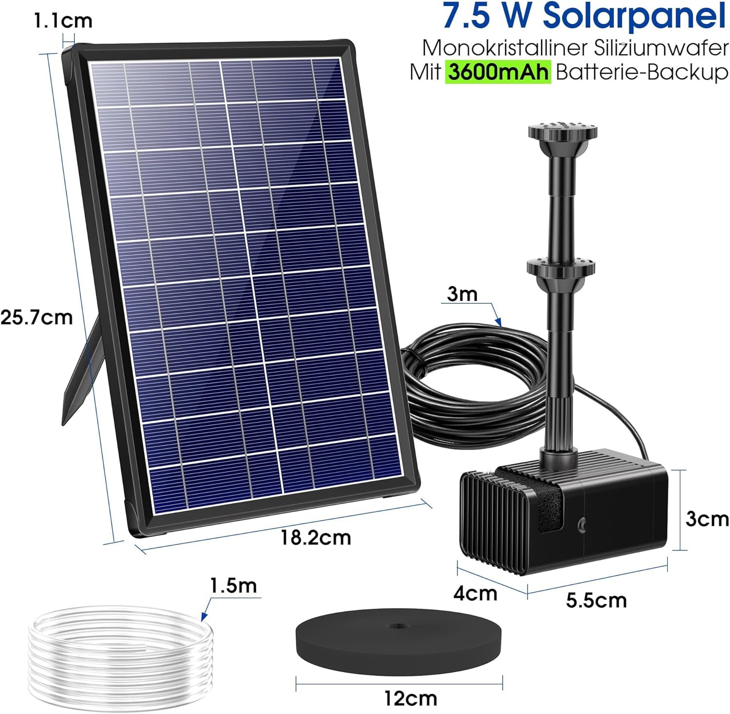 Biling Fontana Solare da Giardino 7.5W con Batteria - immagine 2