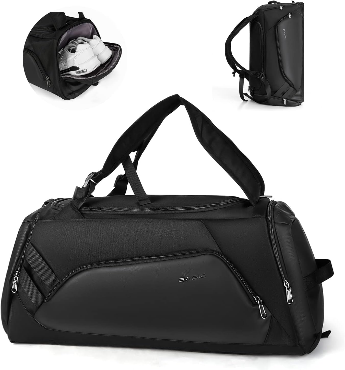 HYC00 Borsone Palestra Uomo Donna con Scomparto Scarpe, Nero - immagine 1