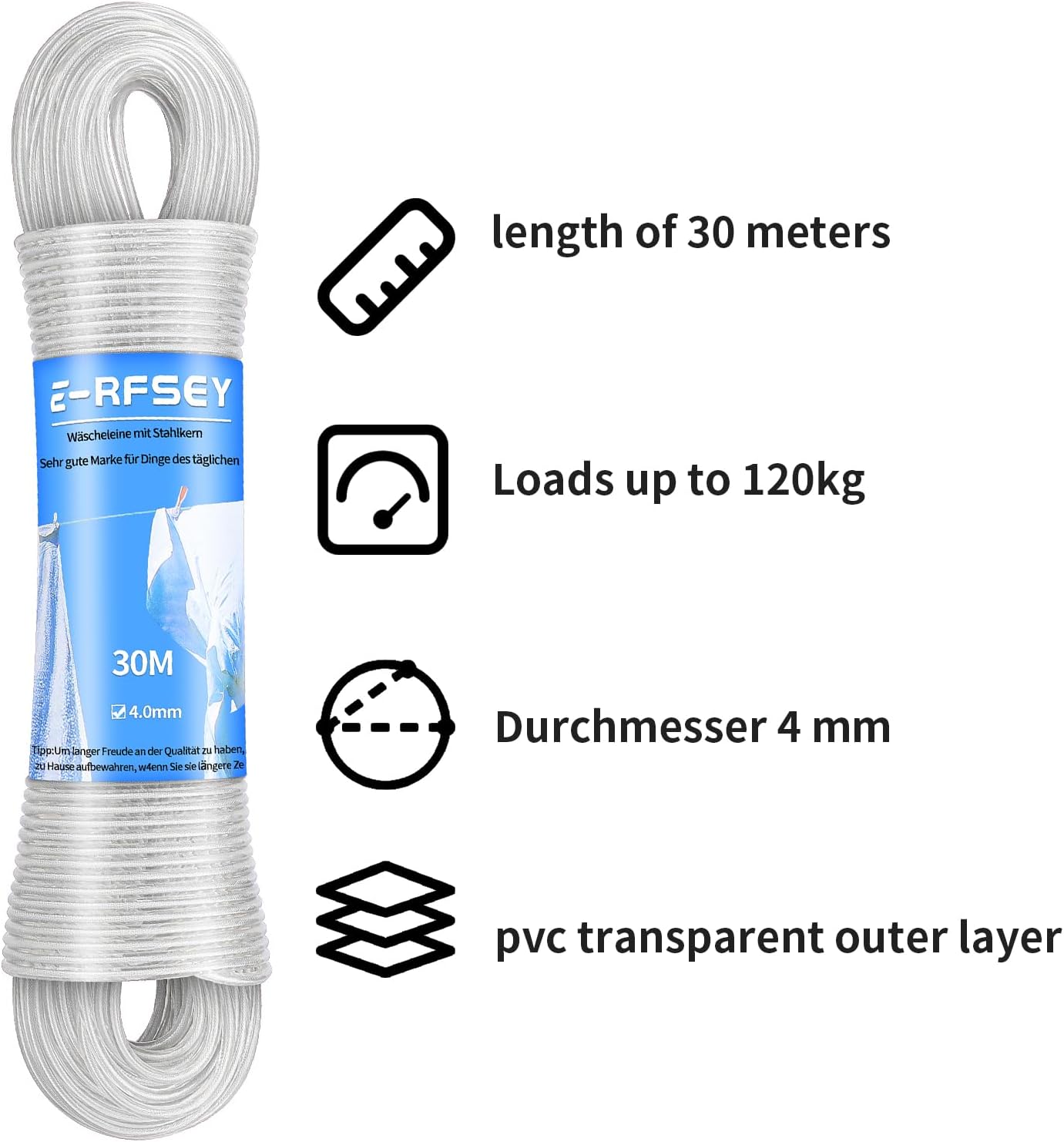 Filo per Bucato Esterni 30m con Anima in Acciaio - immagine 3