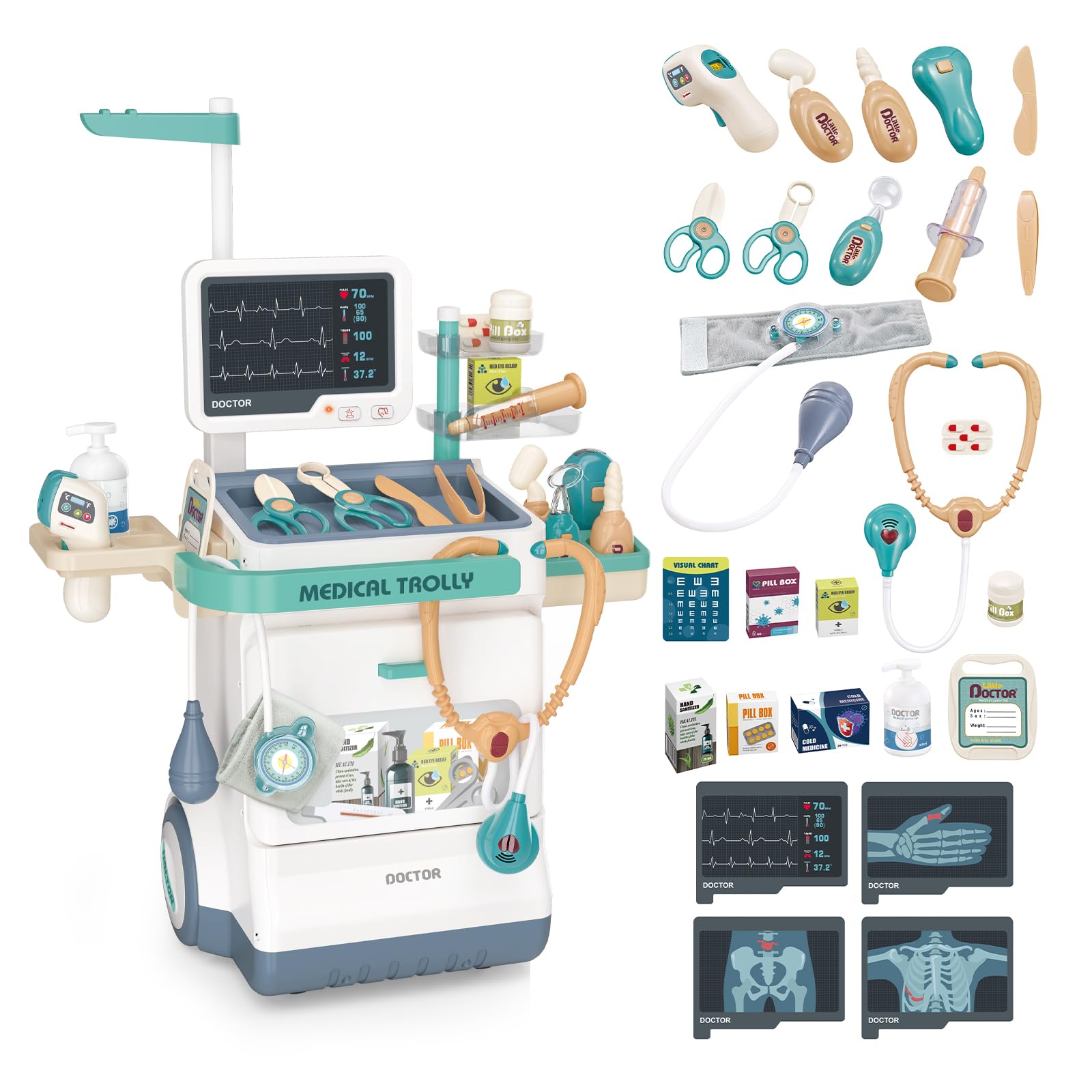 RedCrab Kit Dottore Bambino - Carrello Gioco Finto 26pz