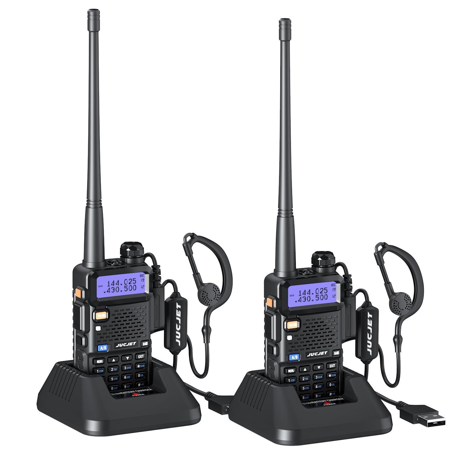 Jucjet 5R Walkie Talkie Ricaricabili (2 pezzi), Nero