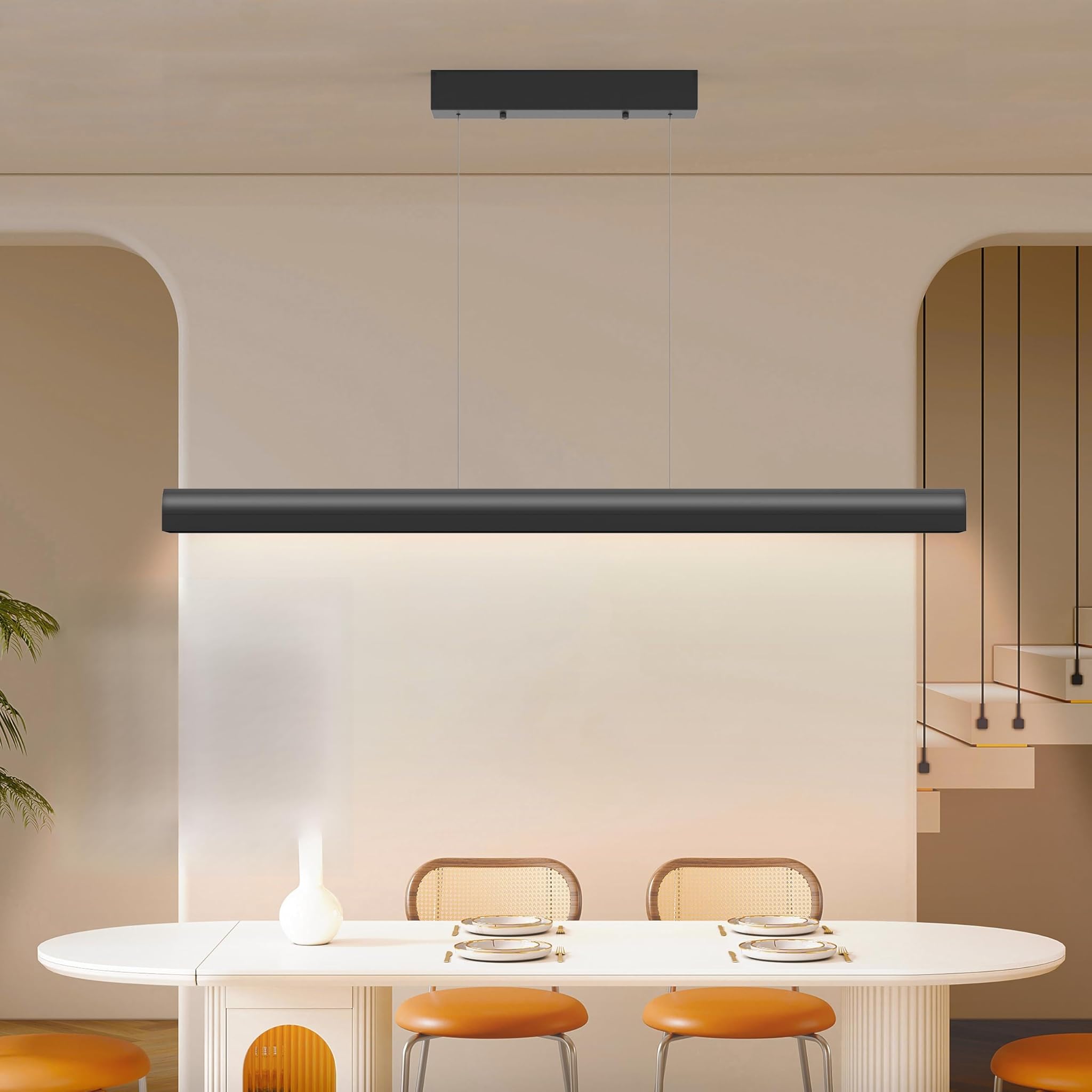 Lampada a Sospensione LED 120cm Dimmerabile, Nera