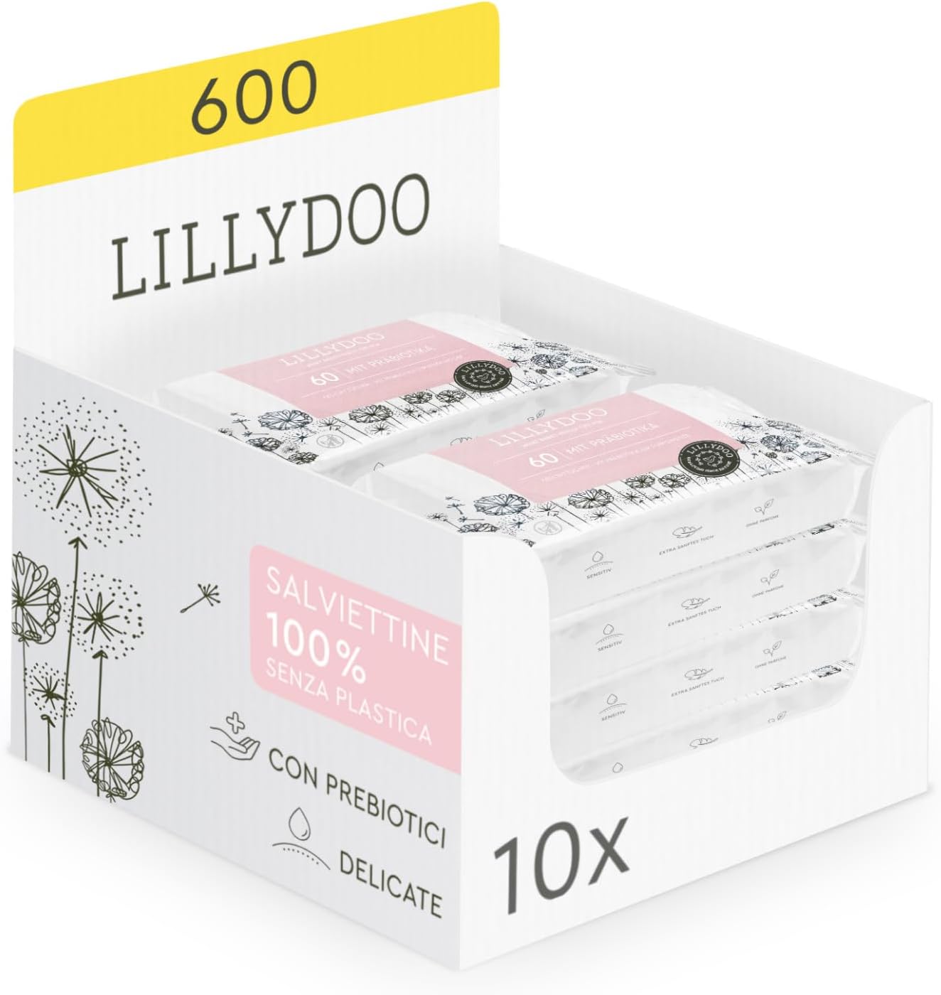 Lillydoo Salviettine con Prebiotici, 600 unità - immagine 1