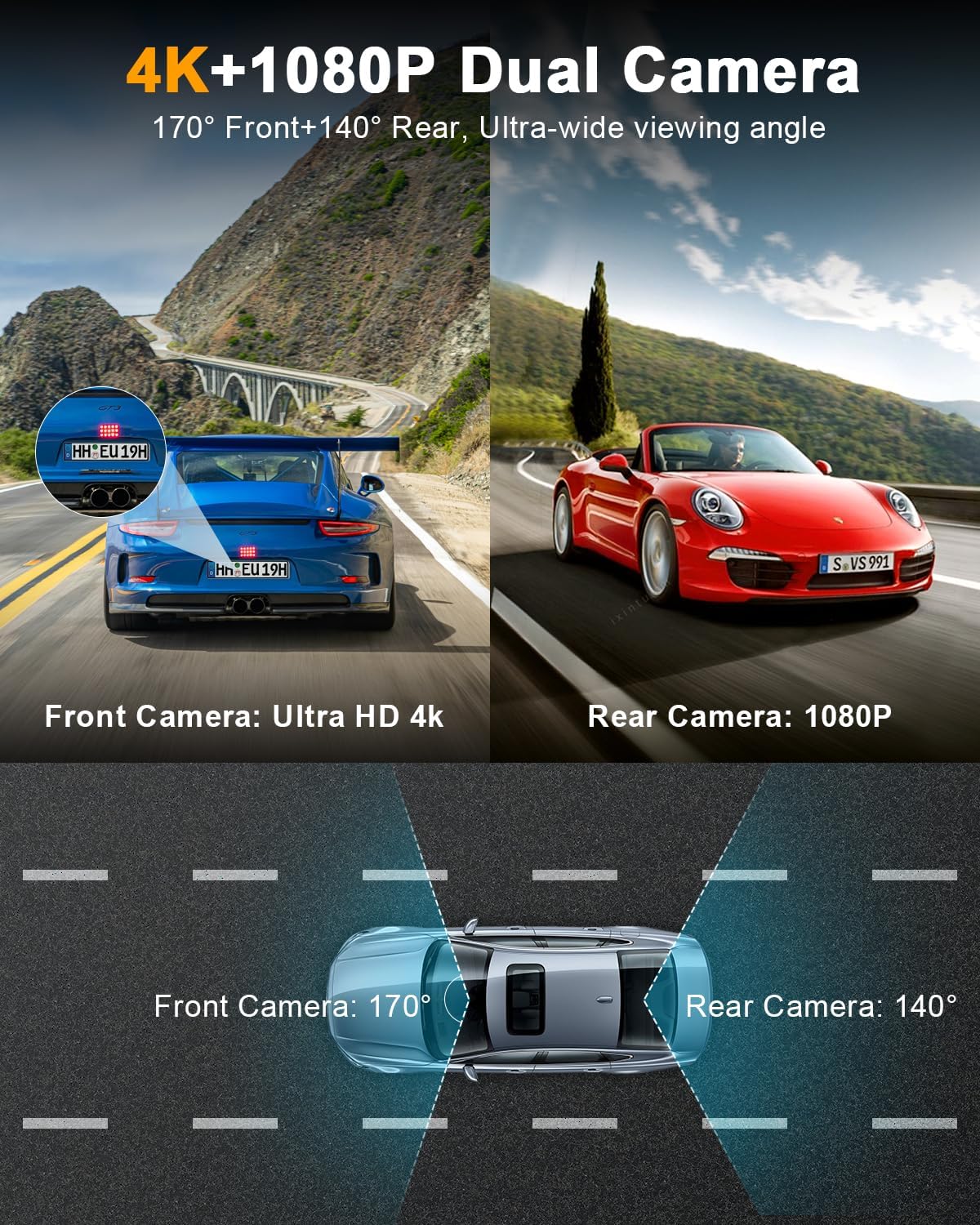 Dash Cam Auto 4K UHD+1080P Doppia con WiFi - immagine 3