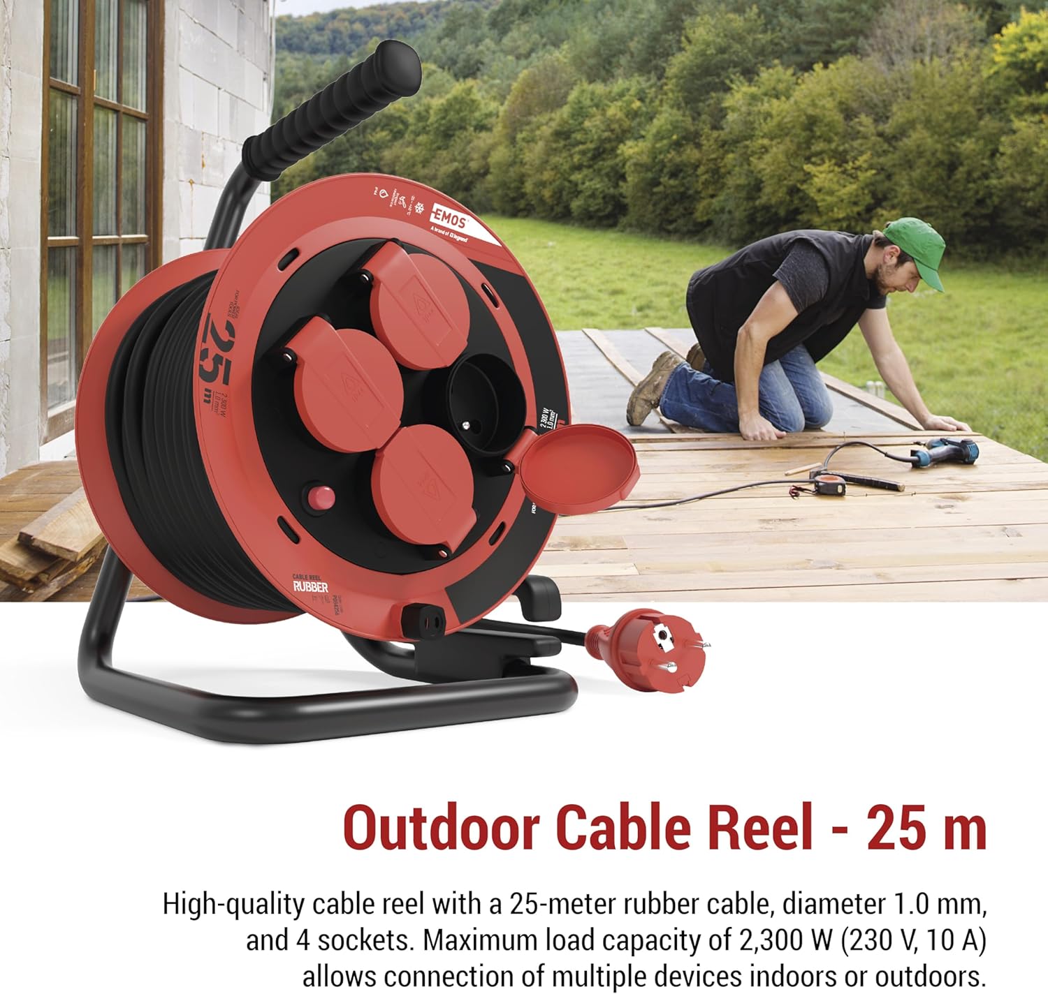 Emos Avvolgicavo 25m con 4 Prese - immagine 3