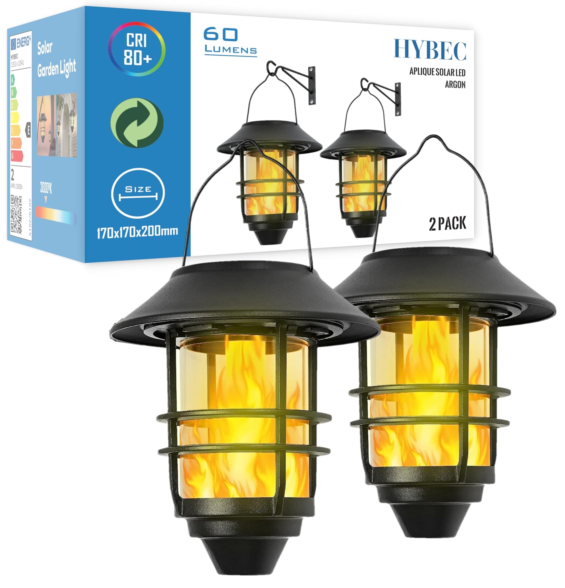 Hybec - Lanterne Solari da Giardino Potenti (Pack 2)