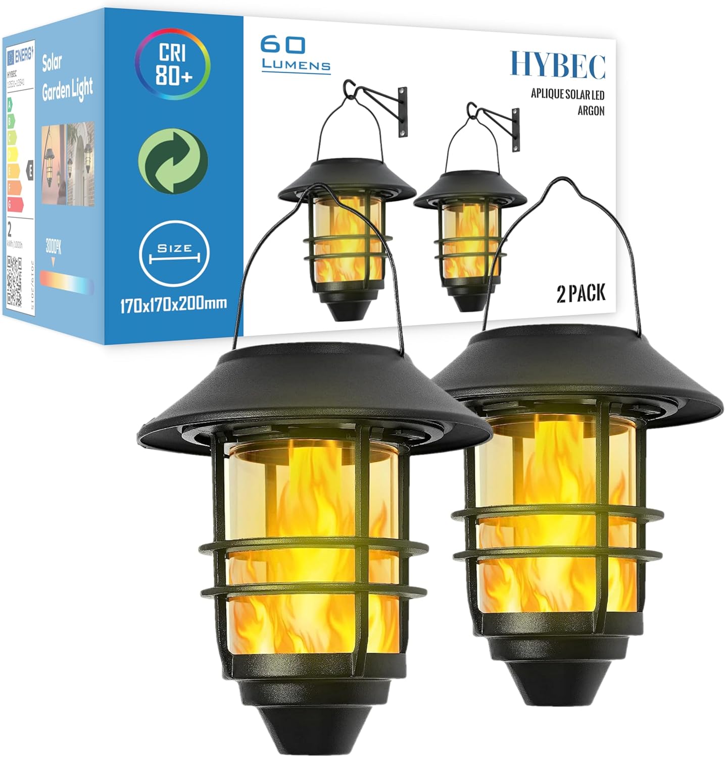 Hybec - Lanterne Solari da Giardino Potenti (Pack 2) - immagine 1