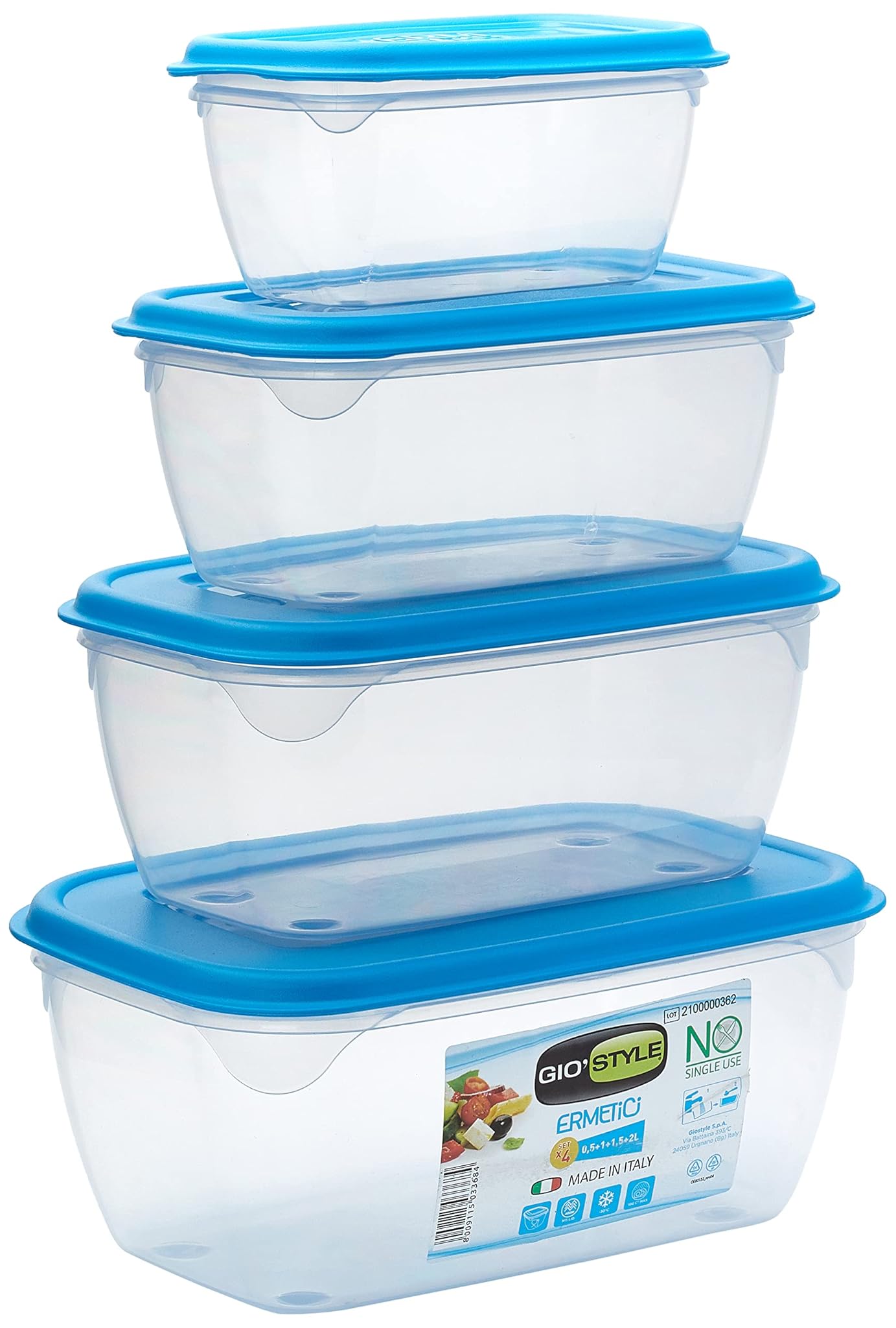 Gio'style Set 4 Contenitori Ermetici Rettangolari