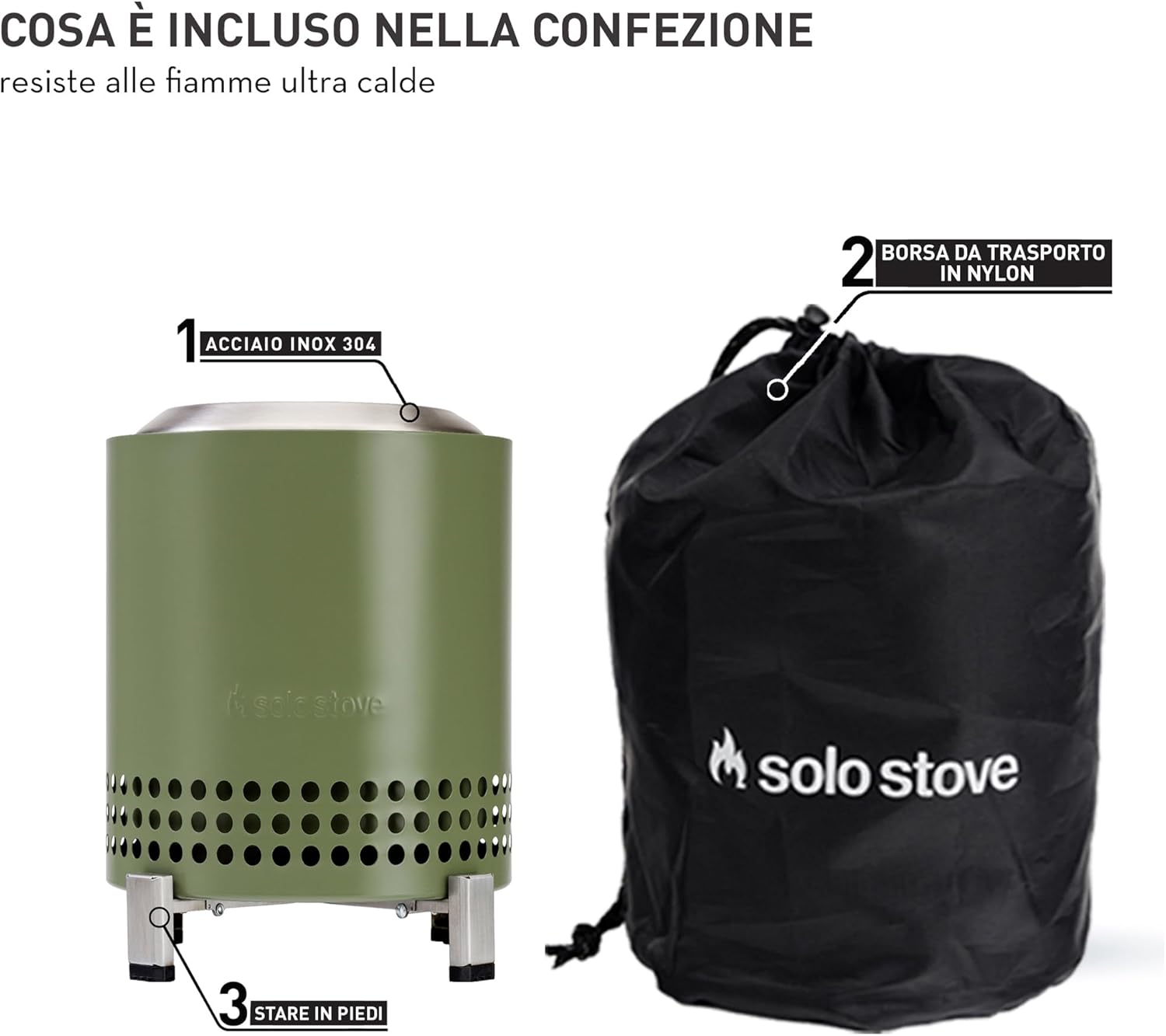 Solo Stove Mesa - Braciere da Tavolo con Supporto, Verde - immagine 2