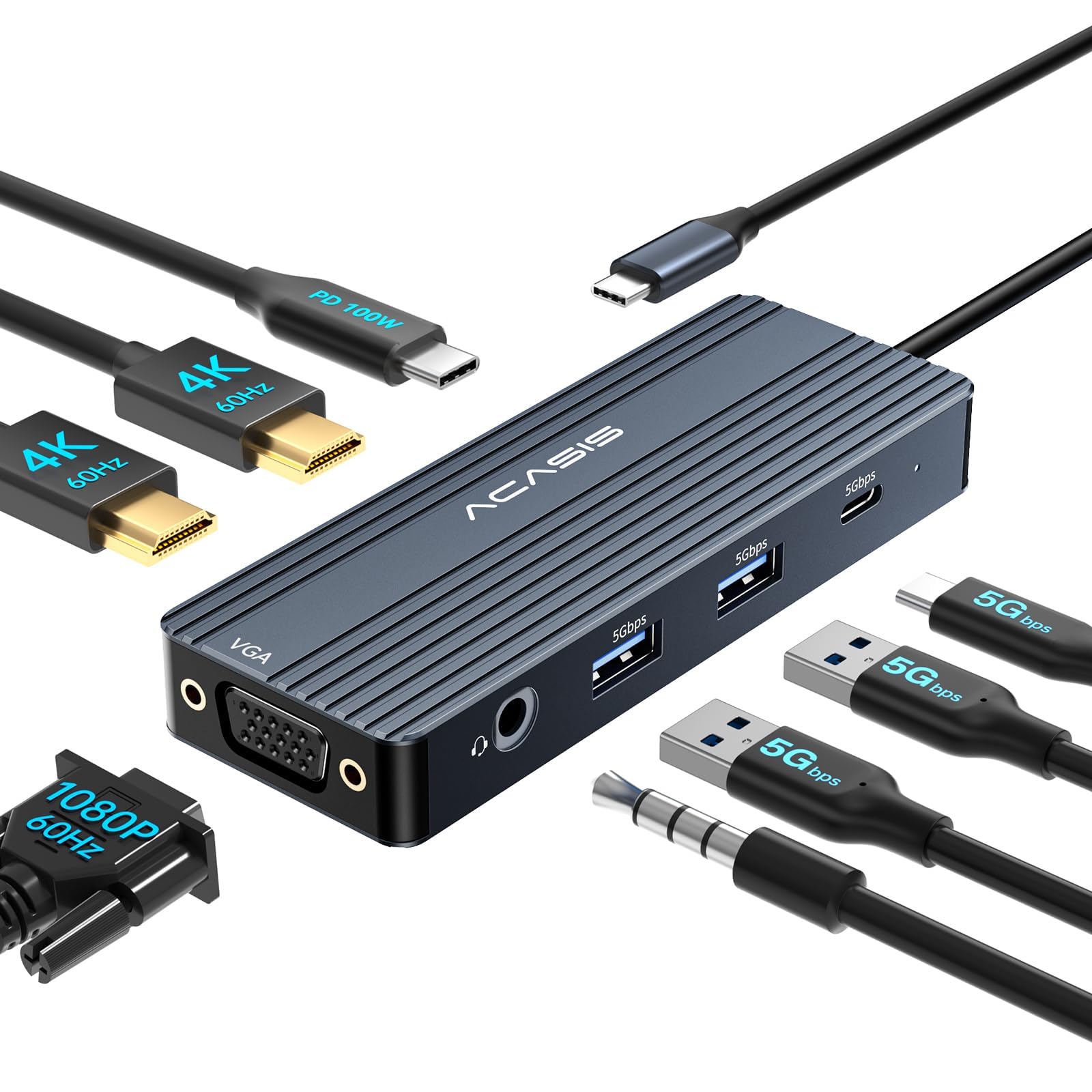 Acasis Docking Station USB-C Dual Monitor 8 in 1