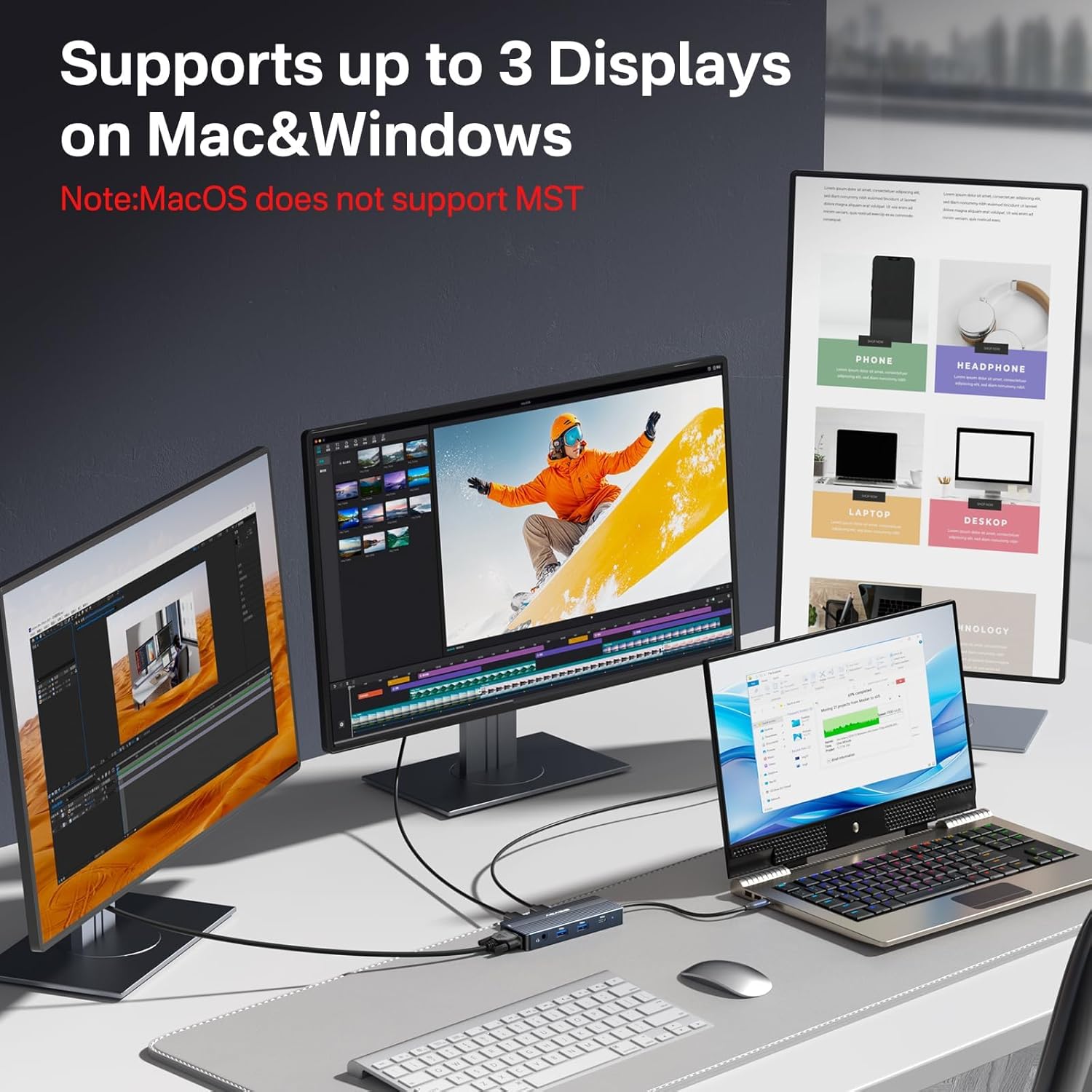 Acasis Docking Station USB-C Dual Monitor 8 in 1 - immagine 5