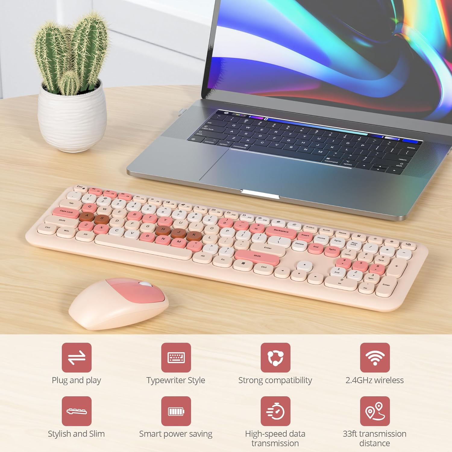 Sbockeeb Tastiera e Mouse Wireless Silenziosi - immagine 2