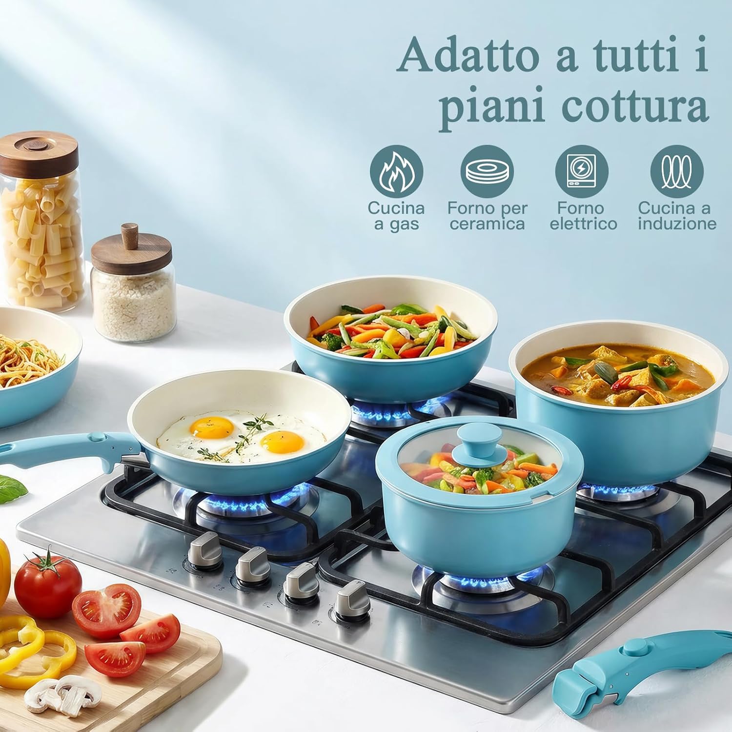 Gipp Set Pentole e Padelle 11 Pezzi Blu Gradiente - immagine 3