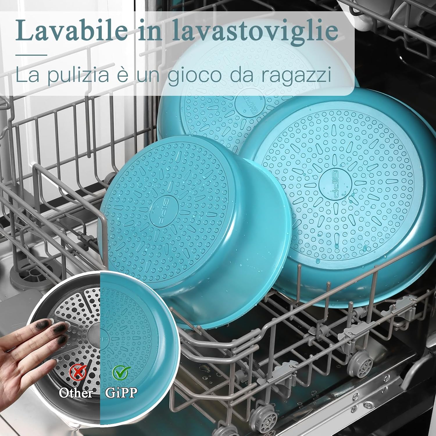 Gipp Set Pentole e Padelle 11 Pezzi Blu Gradiente - immagine 6