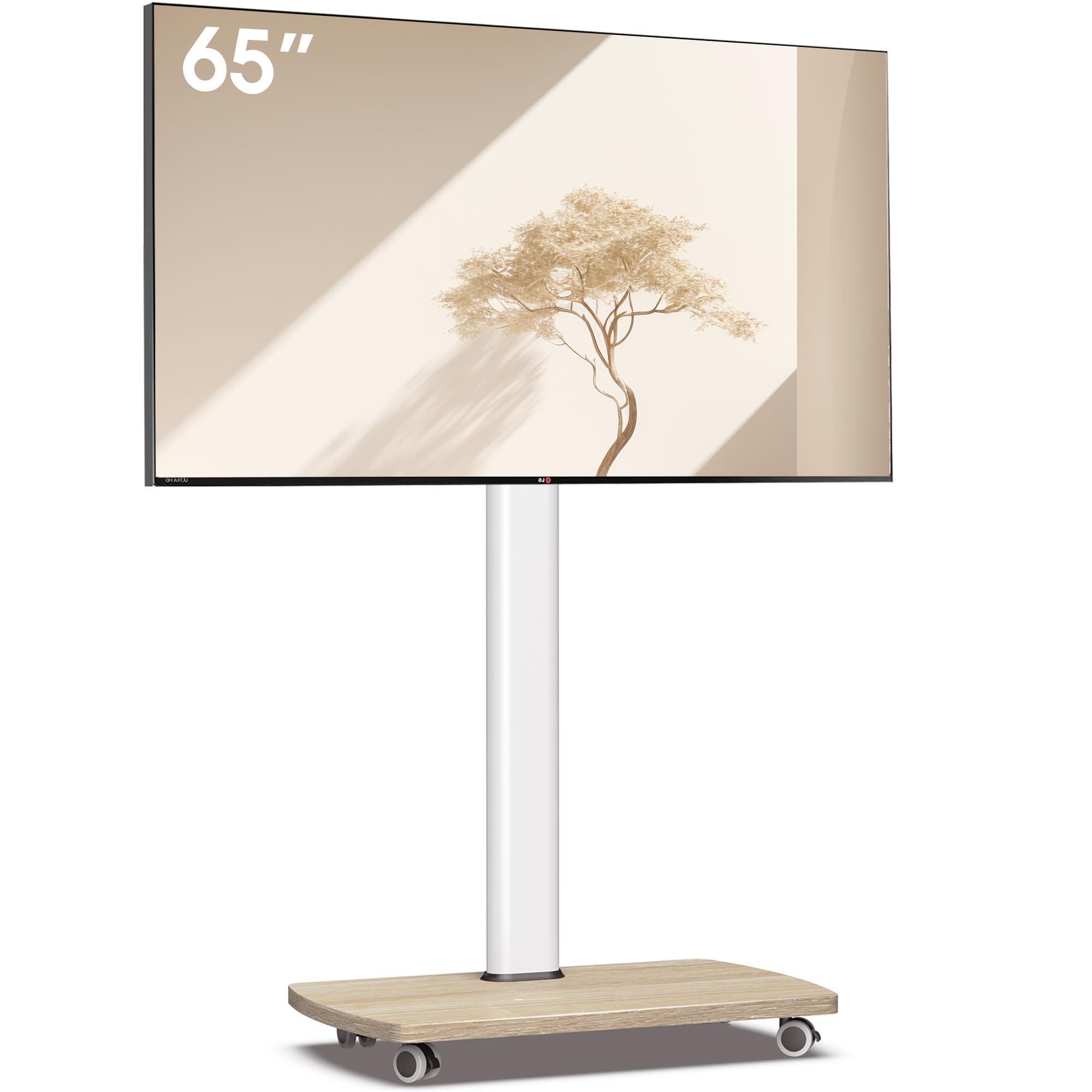 Aokcos Supporto TV Rotante con Ripiano in Legno