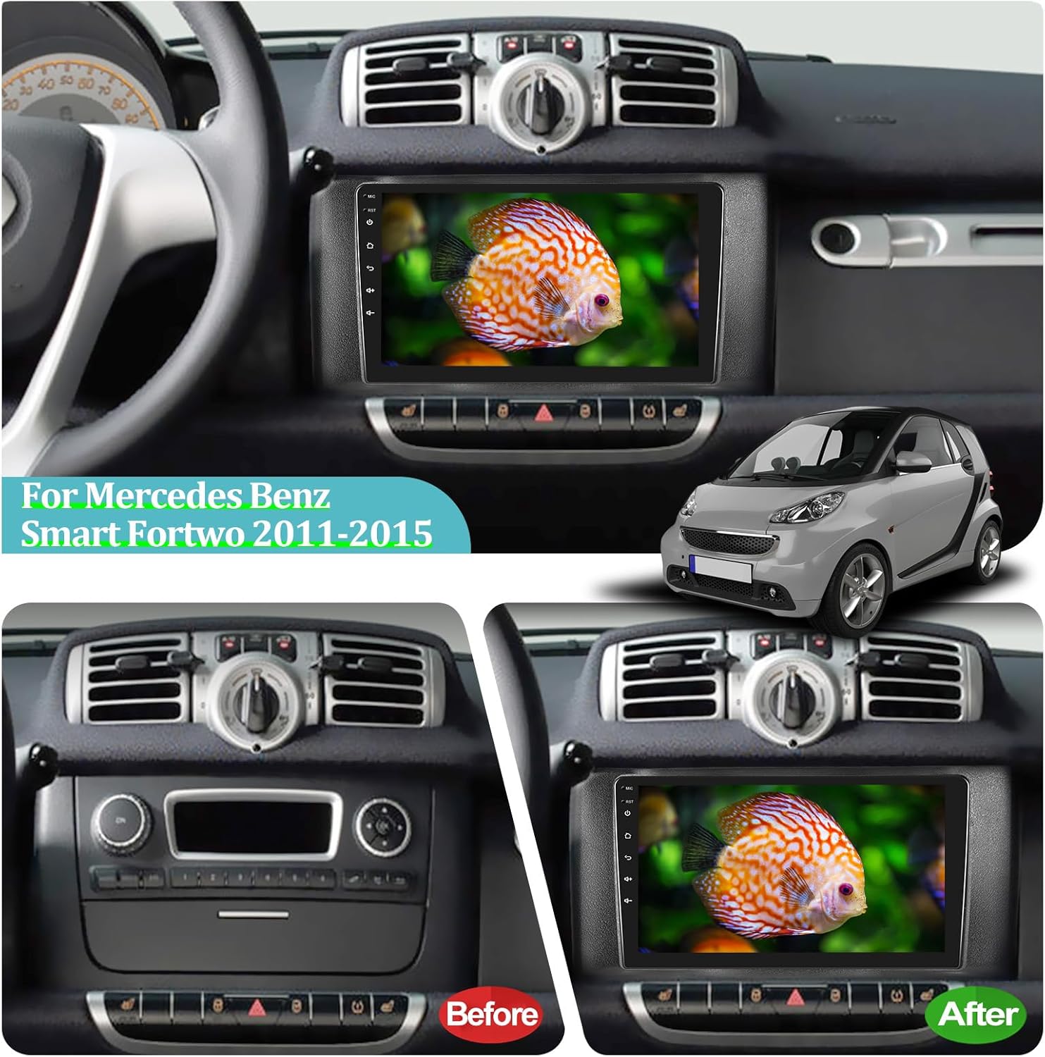 Autoradio Android per Mercedes Benz Smart Fortwo 2011-2015 - immagine 2