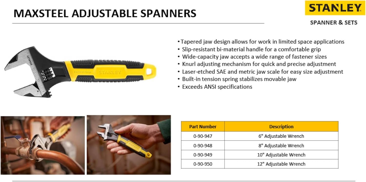 Stanley 0-90-949 Chiave Regolabile a Rullino 250mm - immagine 4
