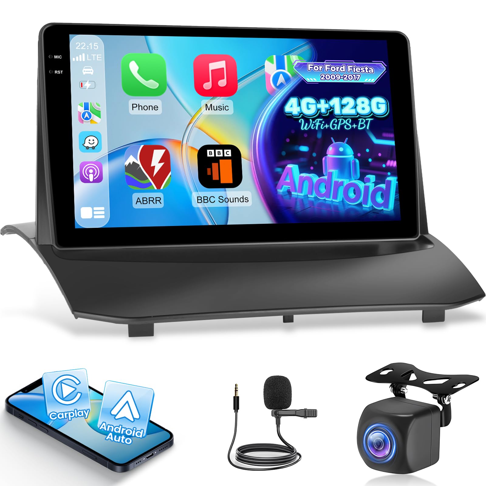 Nhopeew Android Autoradio 9" per Ford Fiesta