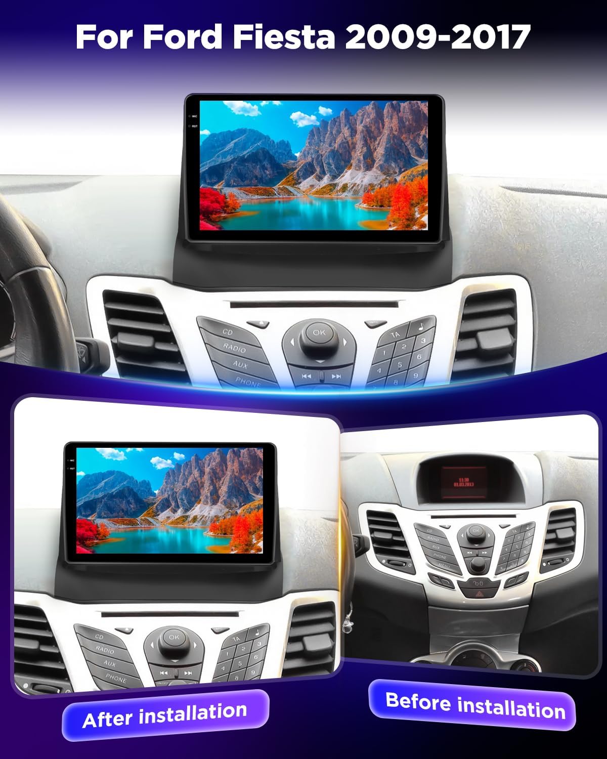 Nhopeew Android Autoradio 9" per Ford Fiesta - immagine 2