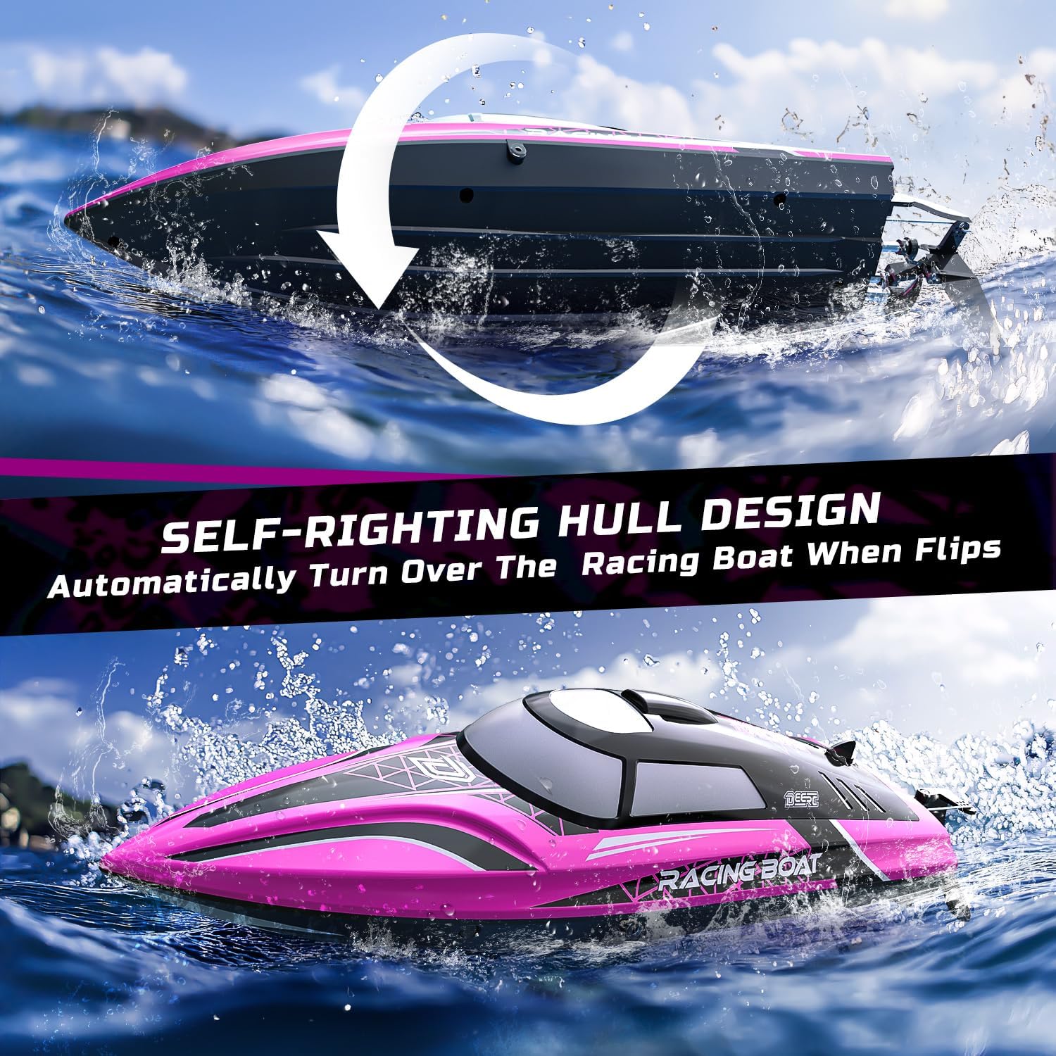 DEERC - Barca Telecomandata Rapida con LED - immagine 4