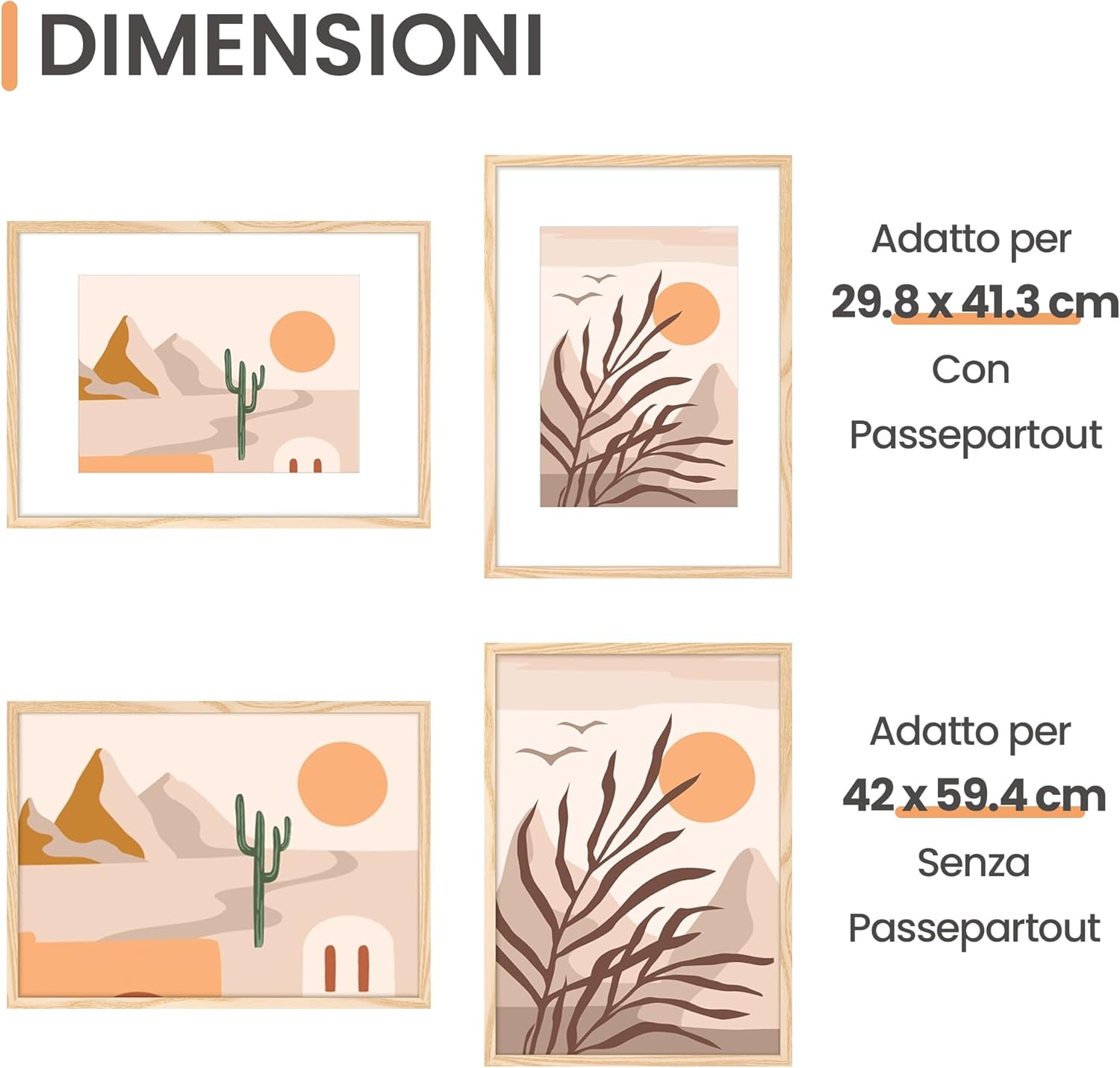 upsimples Confezione da 3 cornici Naturali A2 - immagine 2