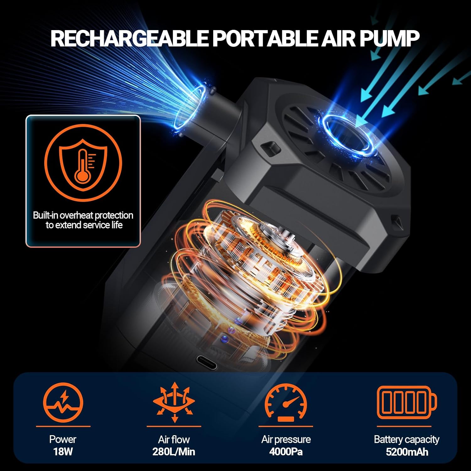 Preciva Pompa Gonfiabile a Batteria 5200mAh - immagine 2