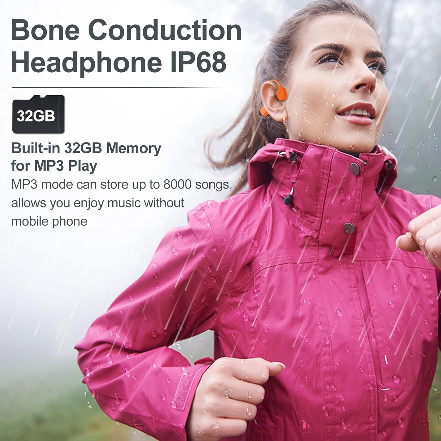 Cuffie Conduzione Ossea Nuoto IP68, Orange - immagine 7